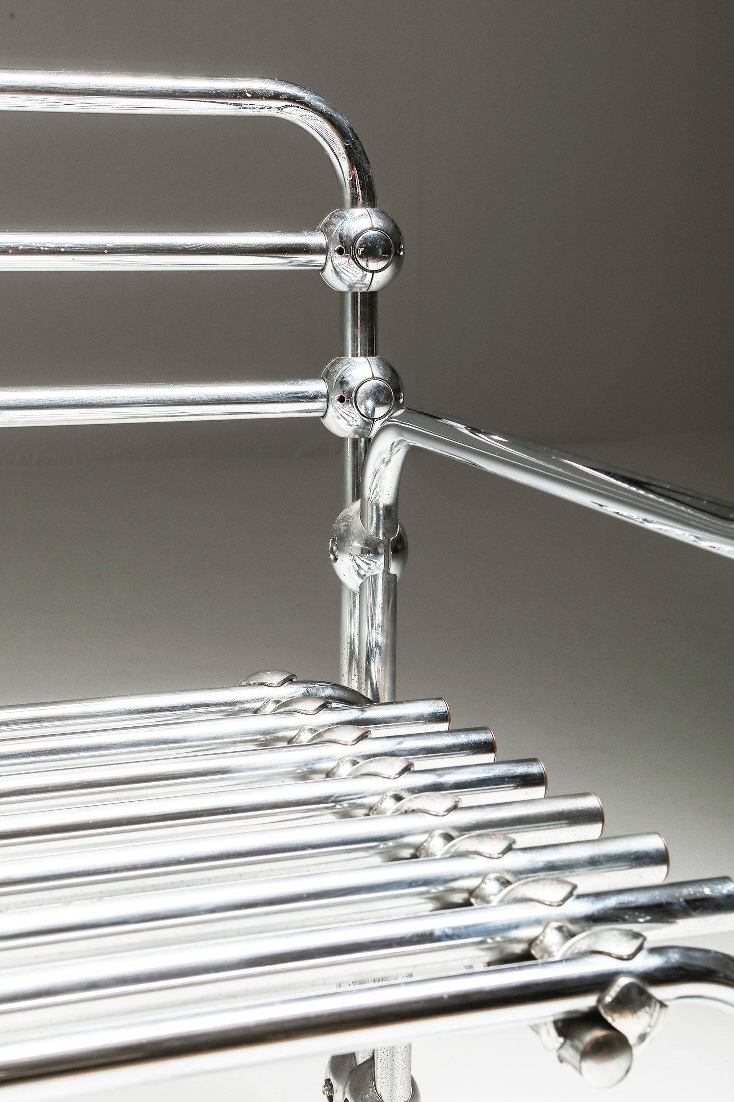 Postmodern Rietveld Style Chromed Metal Lounge Chair - 1980's