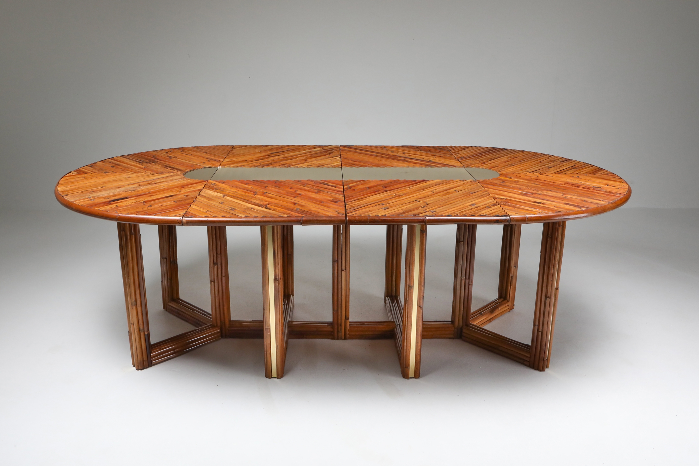 Gabriella Crespi Style Adjustable Dining Table in Rattan - 1970s