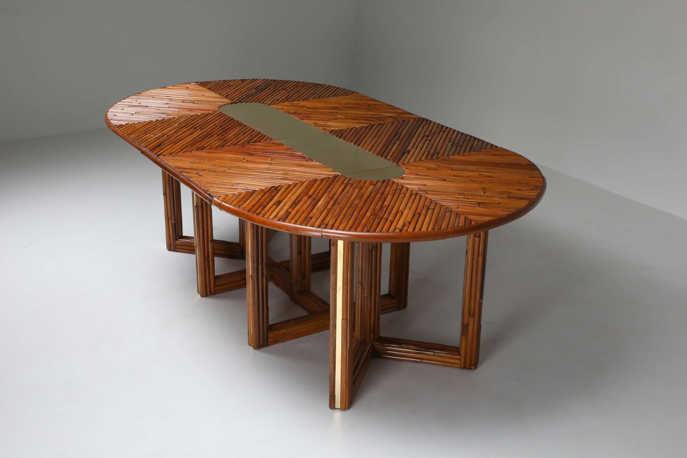 Gabriella Crespi Style Adjustable Dining Table in Rattan - 1970s