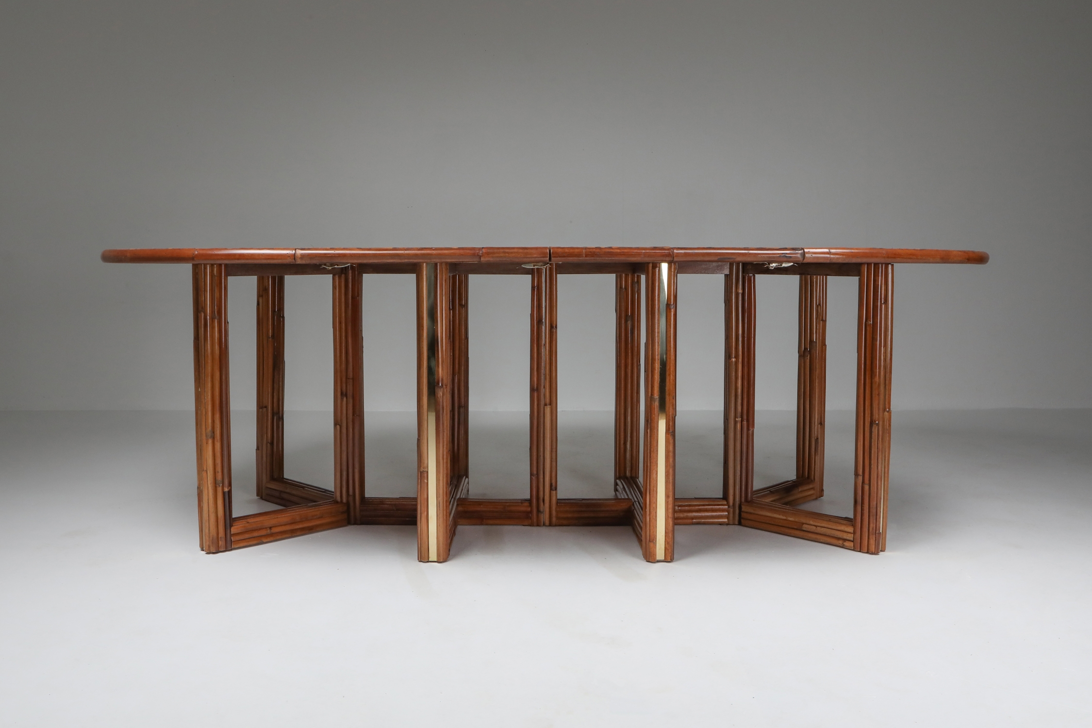 Gabriella Crespi Style Adjustable Dining Table in Rattan - 1970s