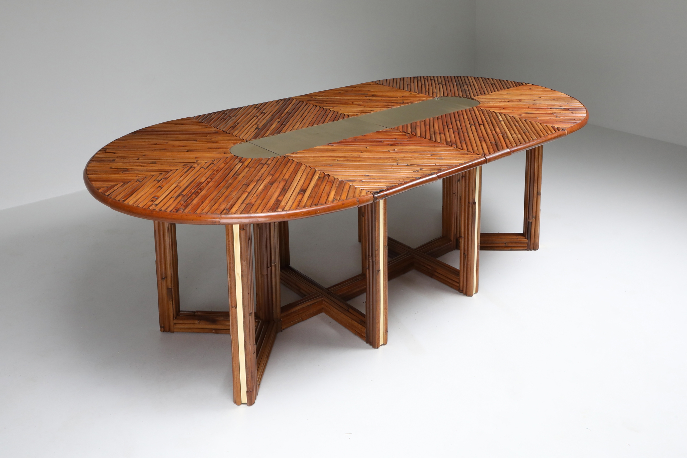 Gabriella Crespi Style Adjustable Dining Table in Rattan - 1970s