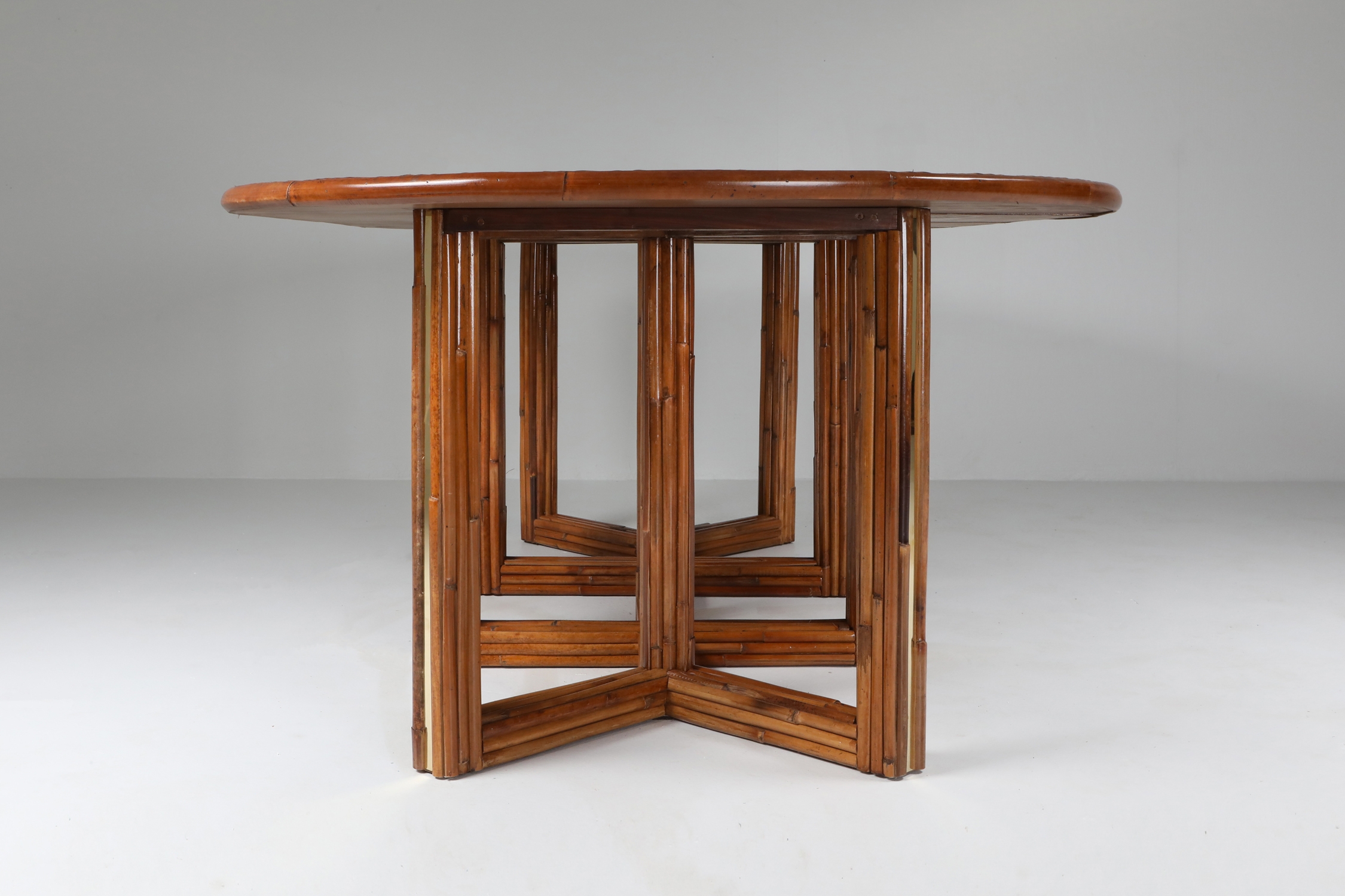 Gabriella Crespi Style Adjustable Dining Table in Rattan - 1970s