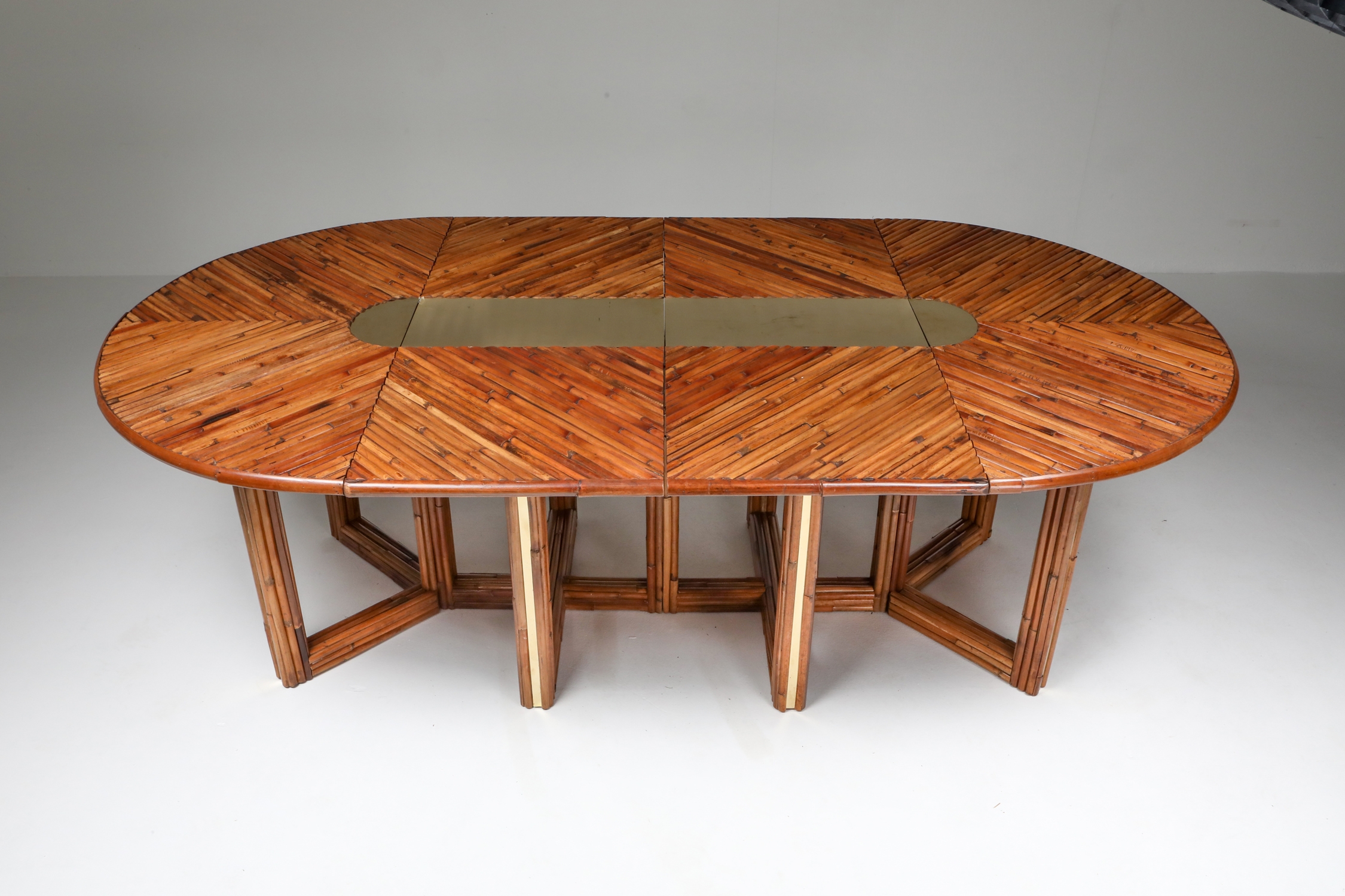 Gabriella Crespi Style Adjustable Dining Table in Rattan - 1970s