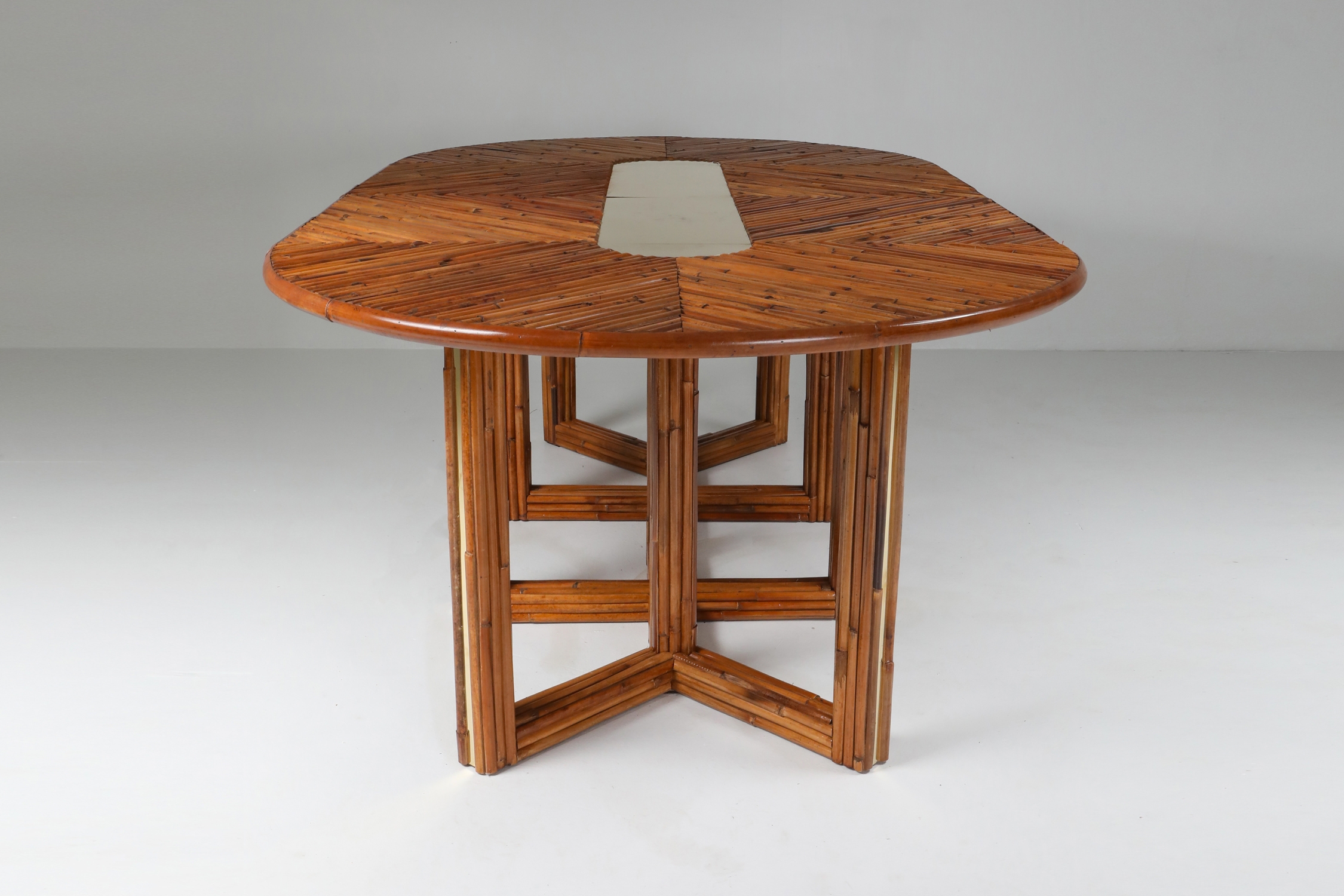 Gabriella Crespi Style Adjustable Dining Table in Rattan - 1970s