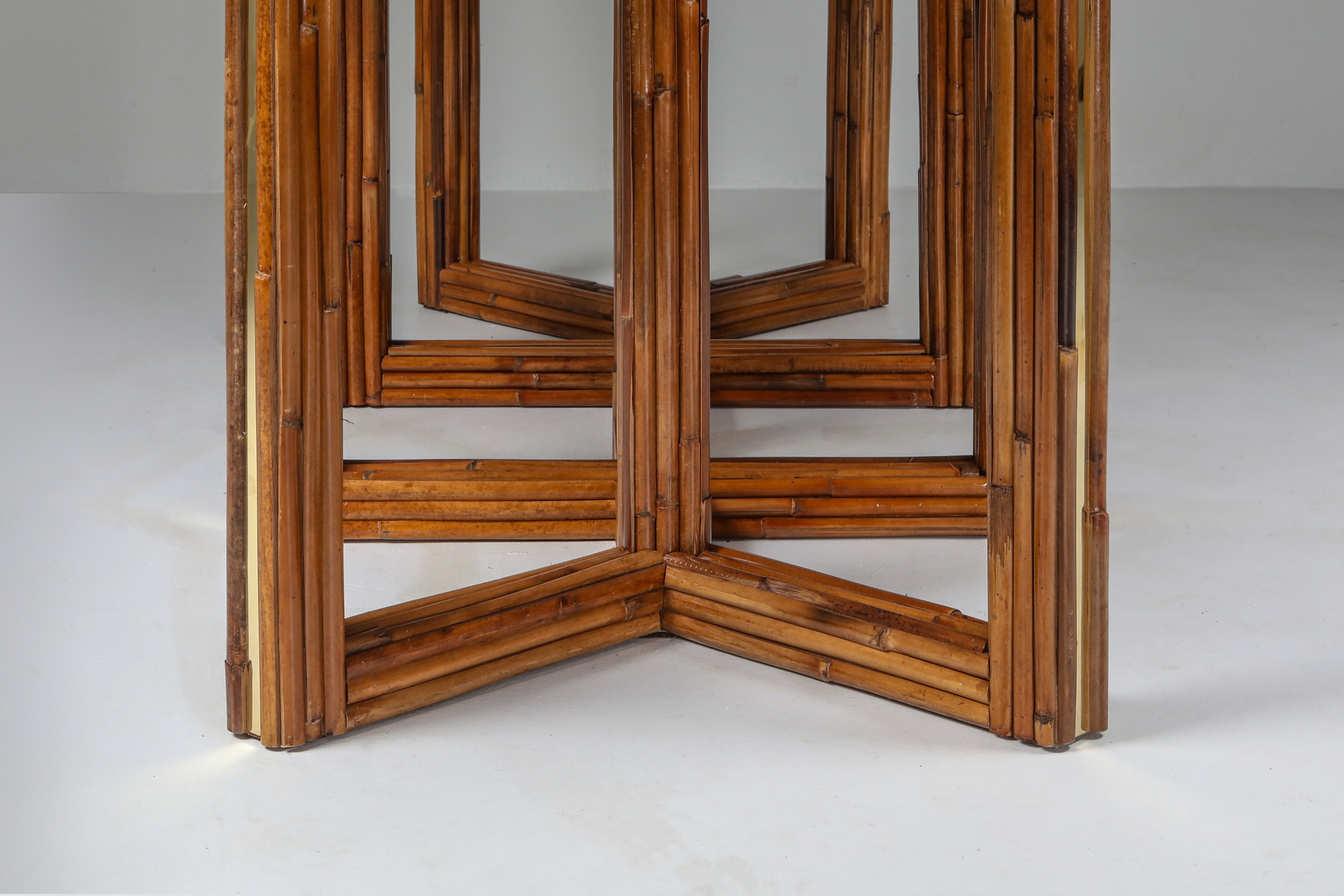 Gabriella Crespi Style Adjustable Dining Table in Rattan - 1970s