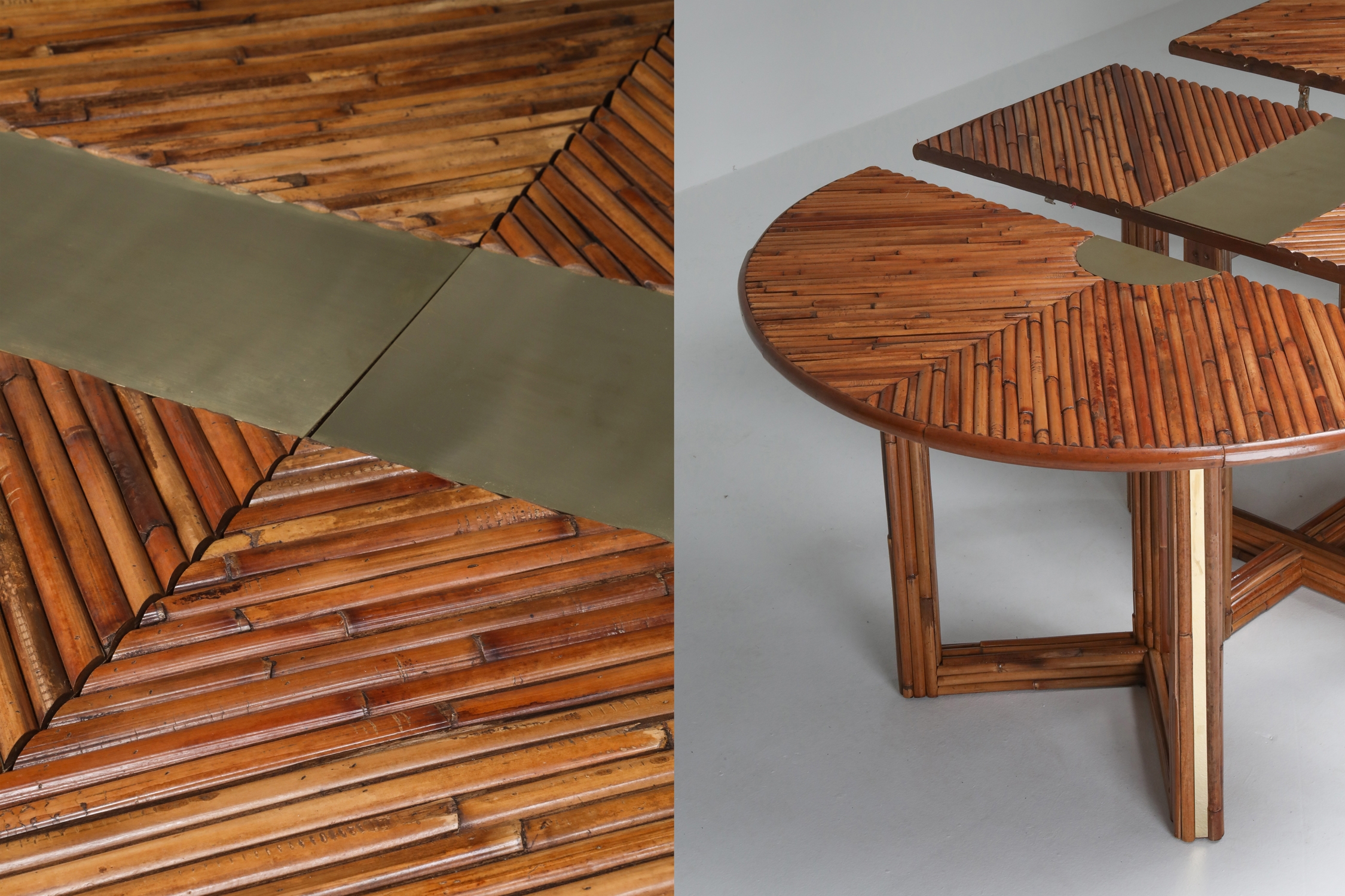 Gabriella Crespi Style Adjustable Dining Table in Rattan - 1970s