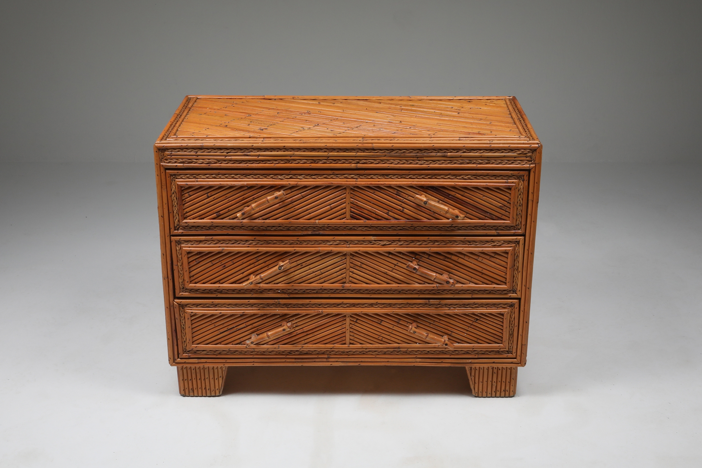 Vivai Del Sud Commode in Rattan & Bamboo - 1970s