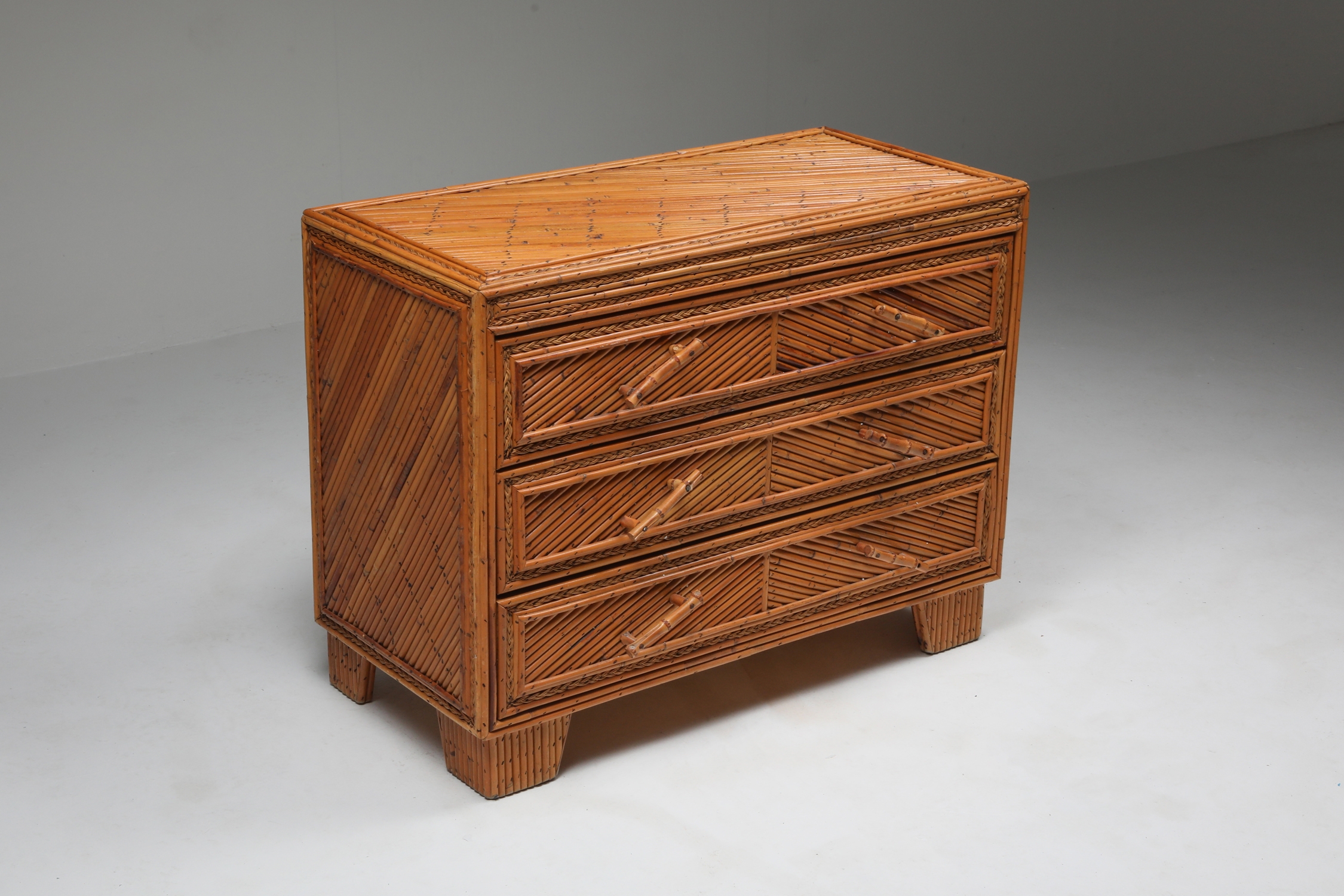 Vivai Del Sud Commode in Rattan & Bamboo - 1970s