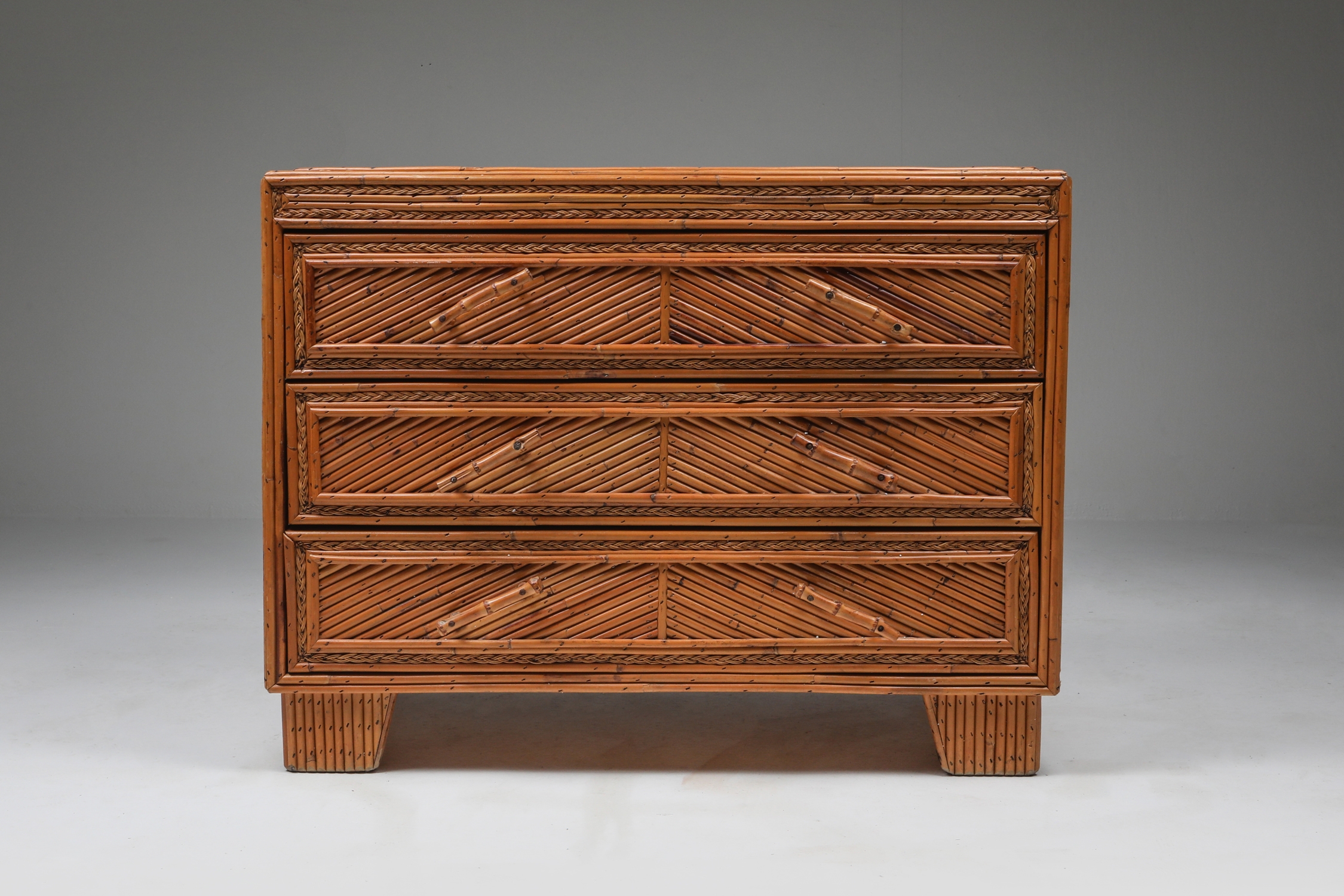 Vivai Del Sud Commode in Rattan & Bamboo - 1970s
