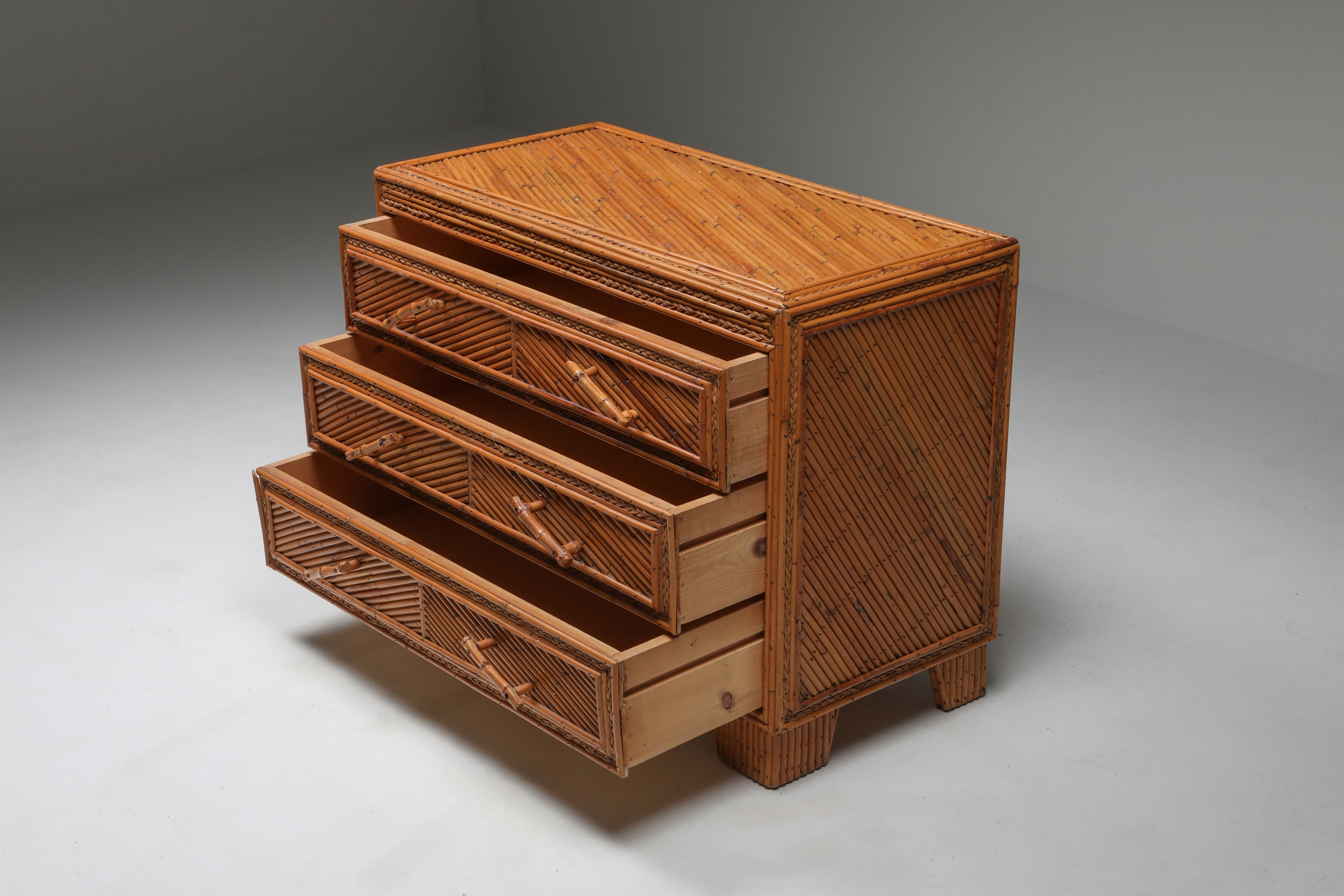 Vivai Del Sud Commode in Rattan & Bamboo - 1970s
