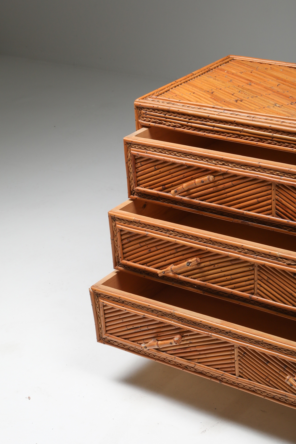 Vivai Del Sud Commode in Rattan & Bamboo - 1970s