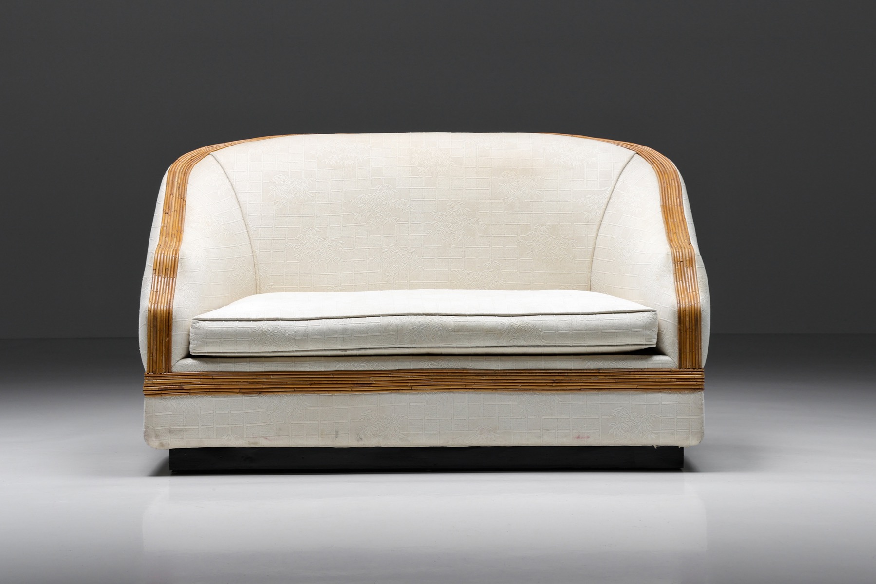Vivai del Sud Sofa in Silk and Rattan - 1970's