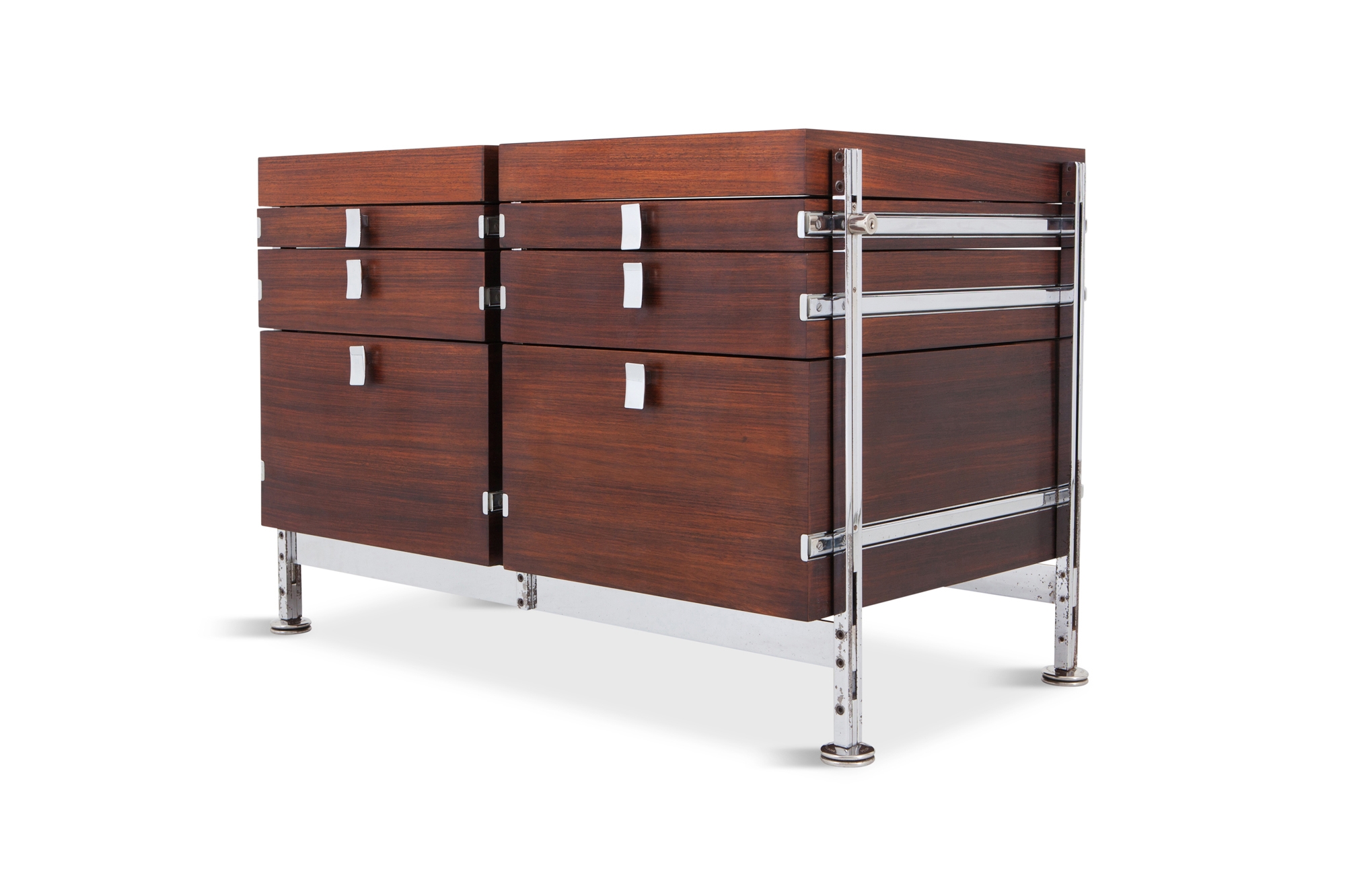 Jules Wabbes Mahogany Double Chest of Drawers for Mobilier Universel - 1960s