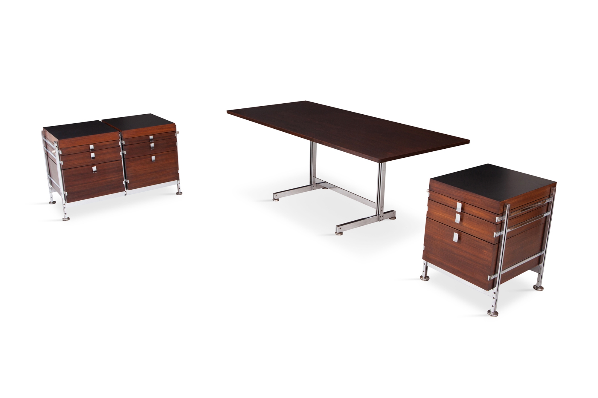 Jules Wabbes Desk Table Chrome Plated Steel For Mobilier Universel - 1960s