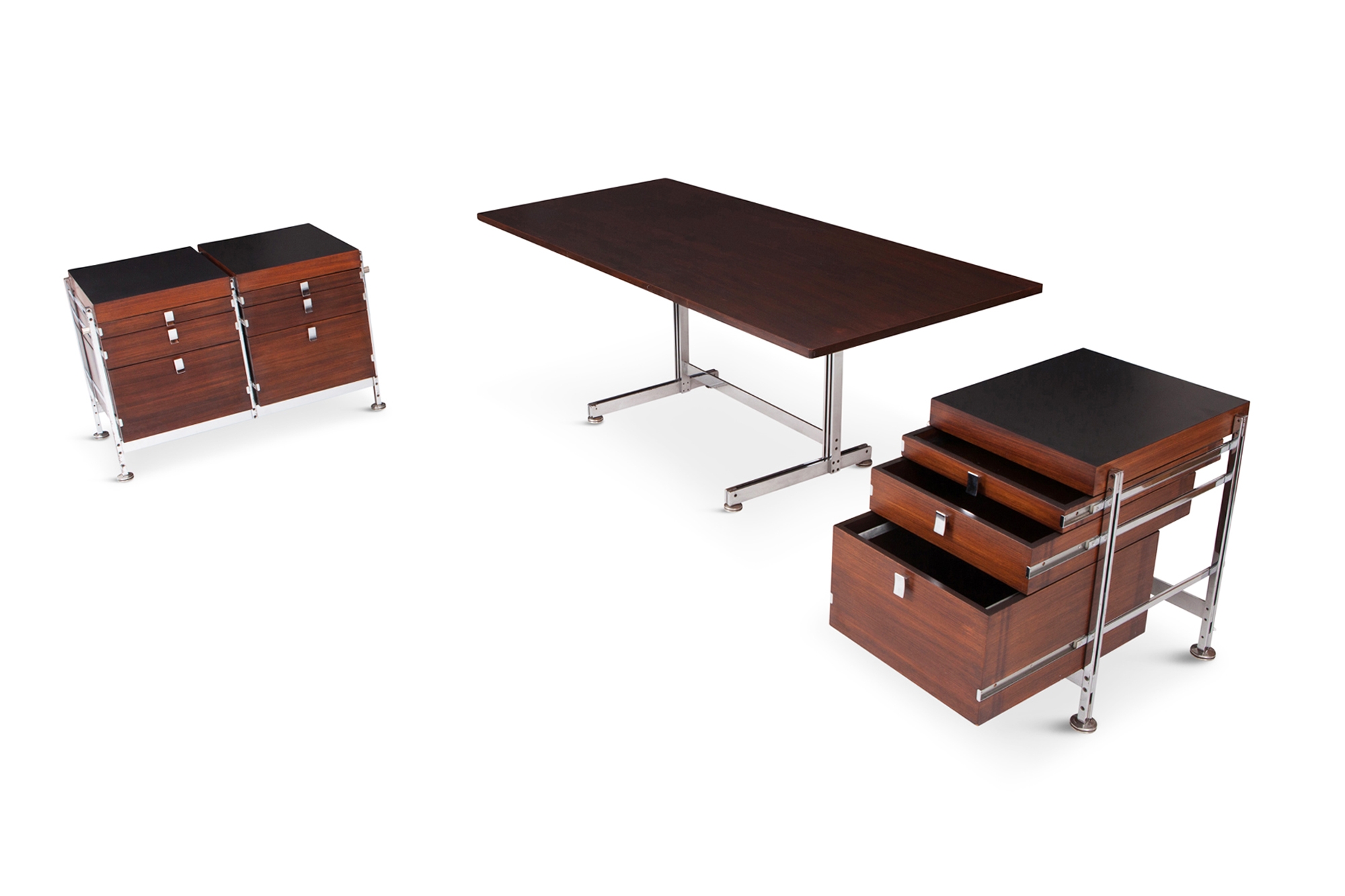 Jules Wabbes Desk Table Chrome Plated Steel For Mobilier Universel - 1960s