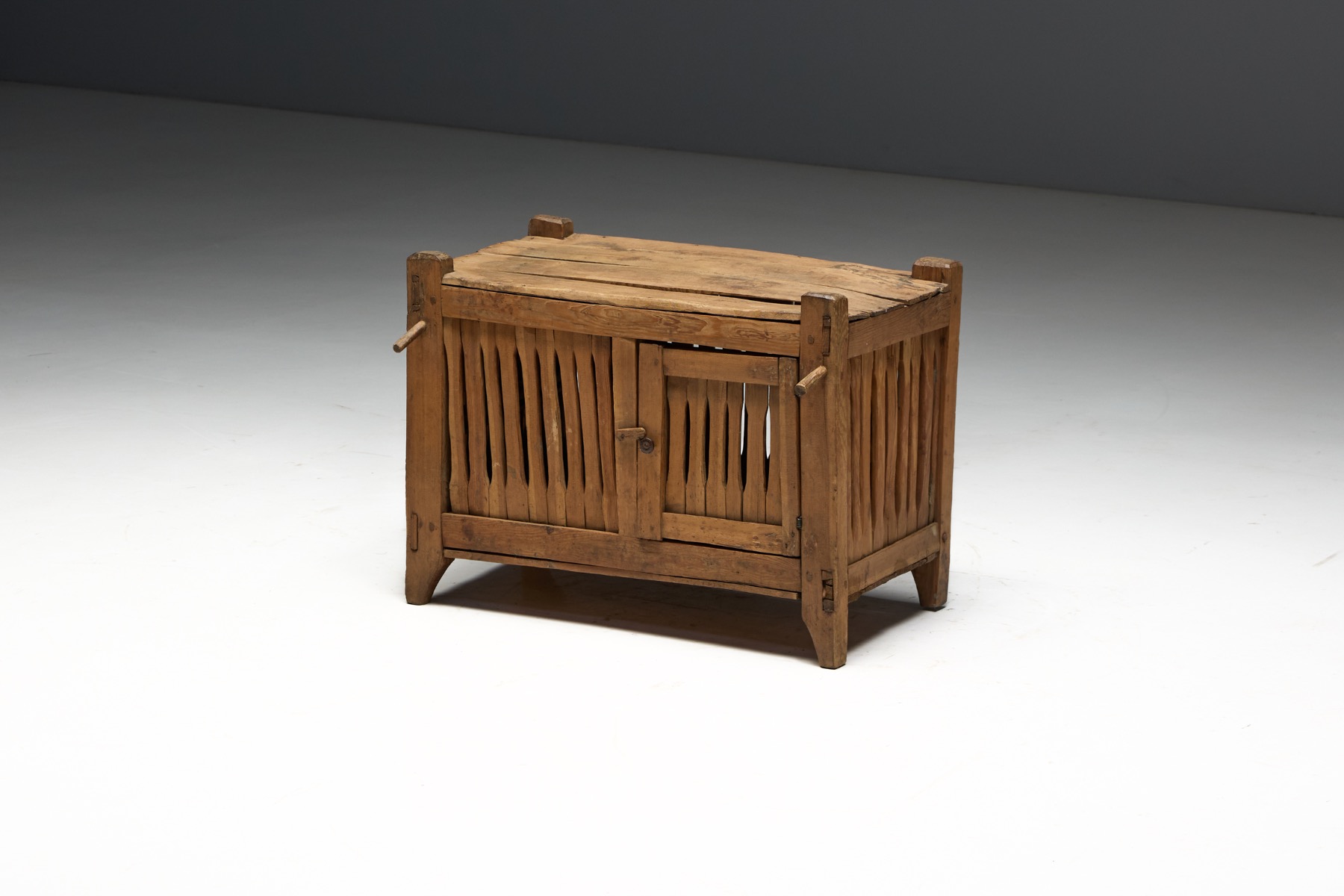 Wabi Sabi Primitive Slatted Cabinet, Europe - Early 20th Century