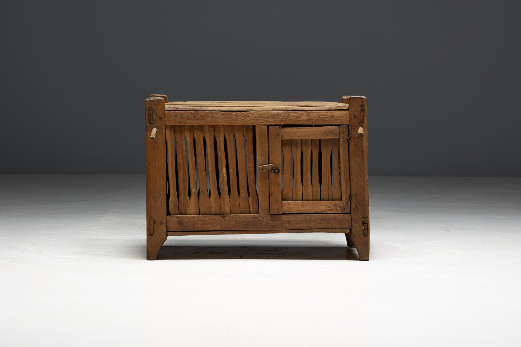 Wabi Sabi Primitive Slatted Cabinet, Europe - Early 20th Century