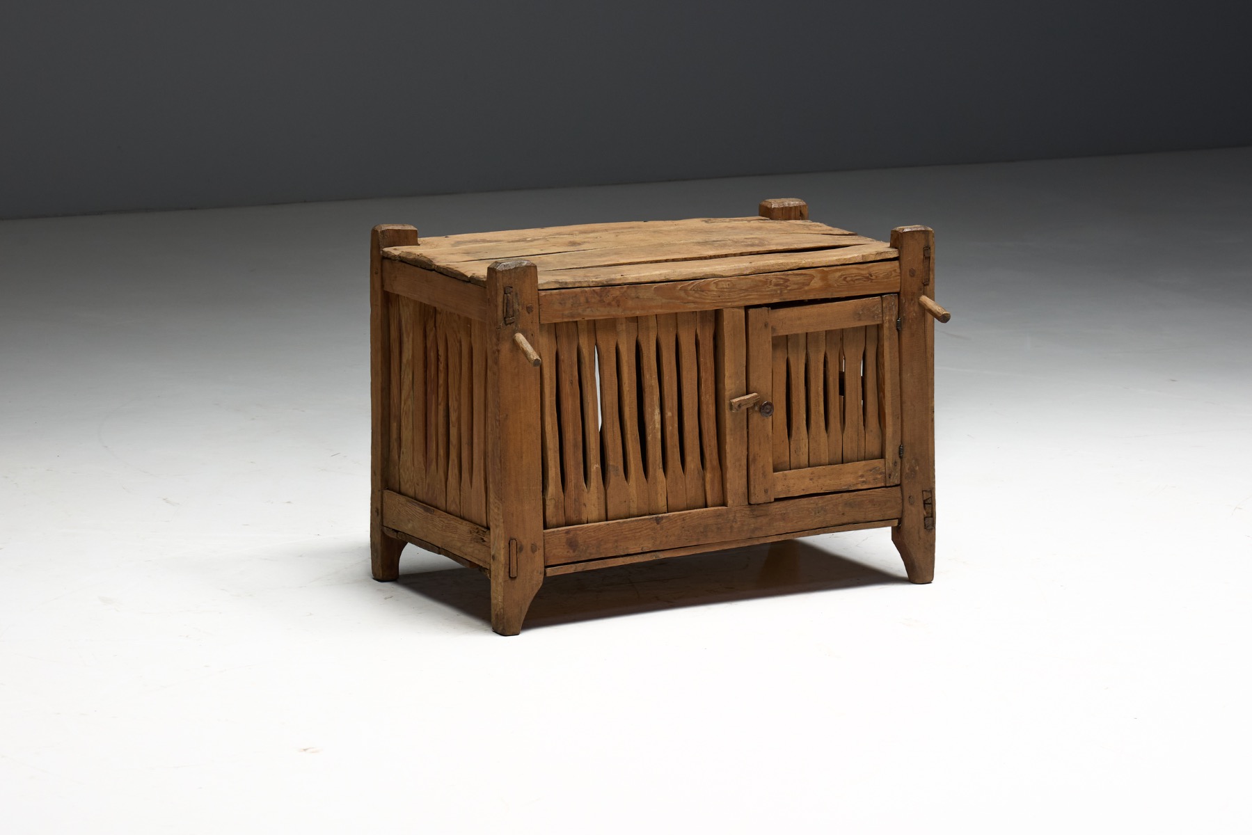 Wabi Sabi Primitive Slatted Cabinet, Europe - Early 20th Century