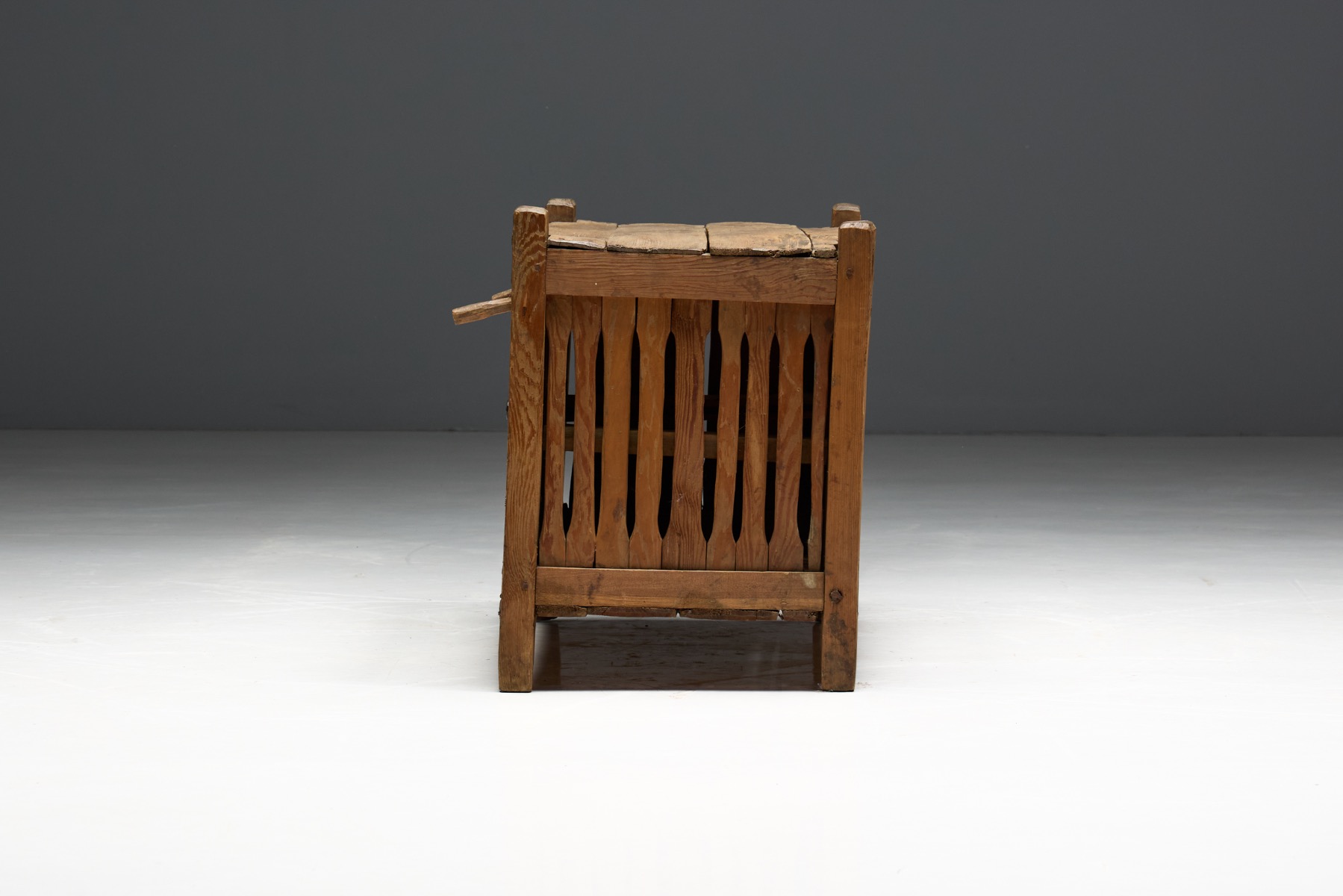 Wabi Sabi Primitive Slatted Cabinet, Europe - Early 20th Century