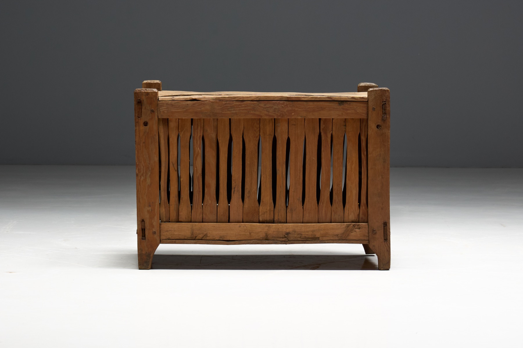 Wabi Sabi Primitive Slatted Cabinet, Europe - Early 20th Century