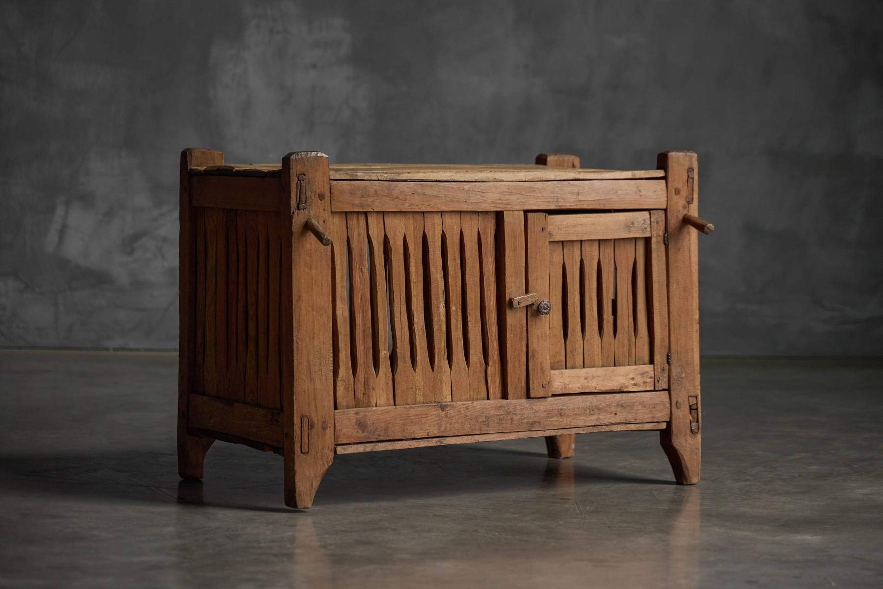 Wabi Sabi Primitive Slatted Cabinet, Europe - Early 20th Century