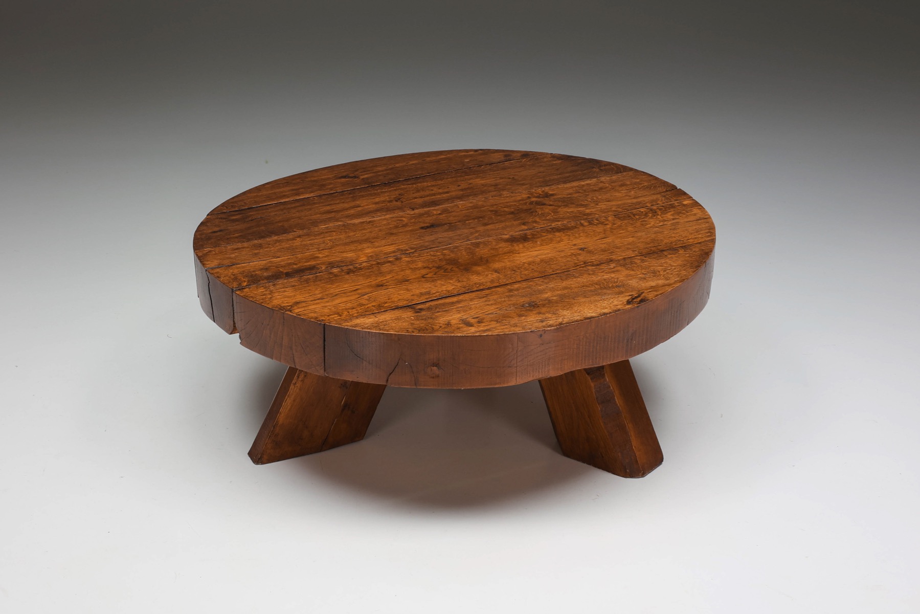 Wab-Sabi Wooden Round Coffee Table - 1950's