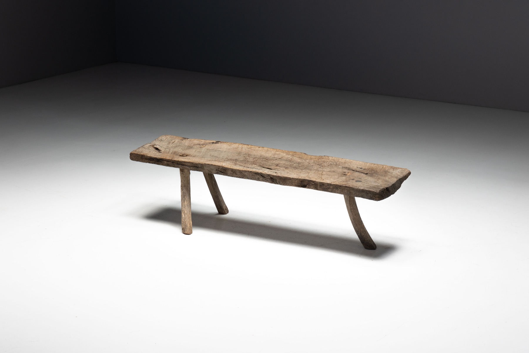 Wabi Sabi Rustic Tripod Bench, France - 19th Century
