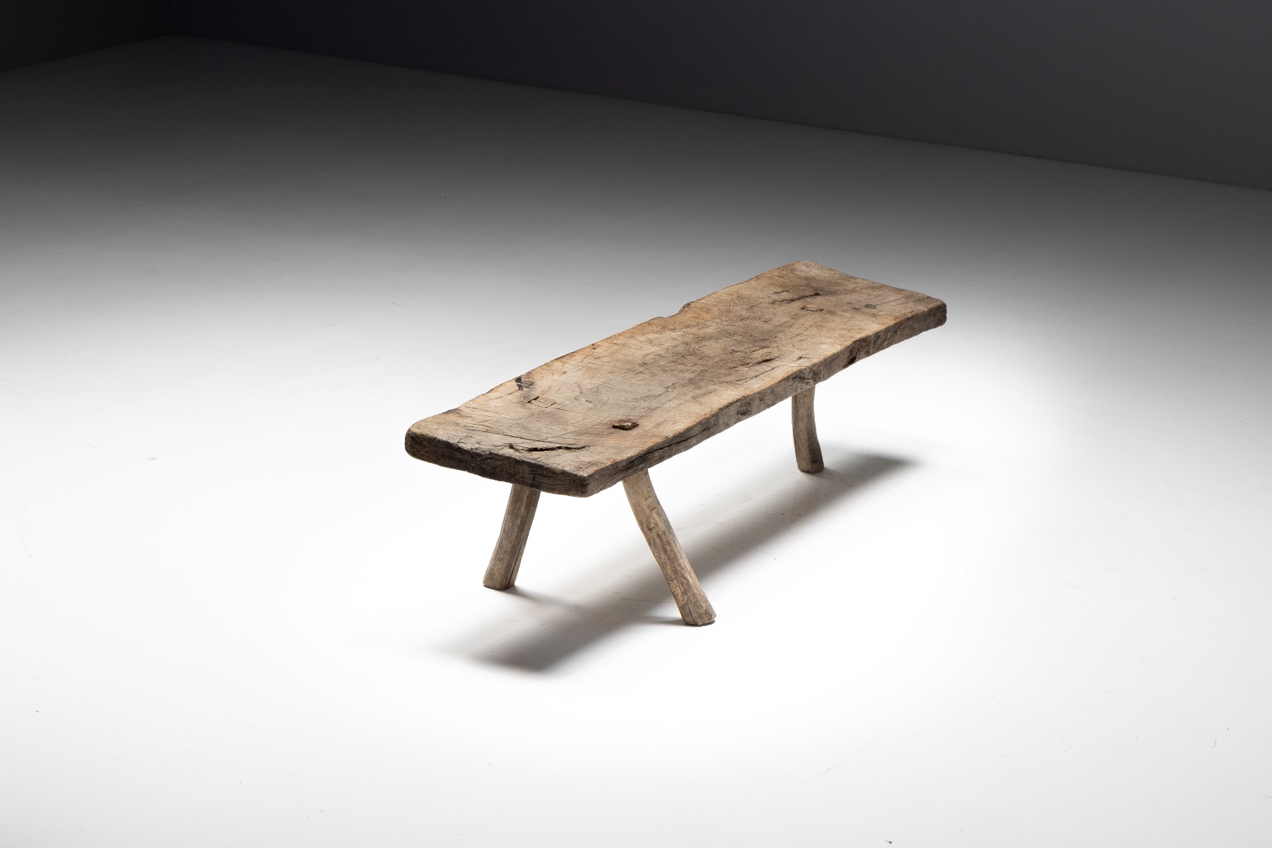 Wabi Sabi Rustic Tripod Bench, France - 19th Century