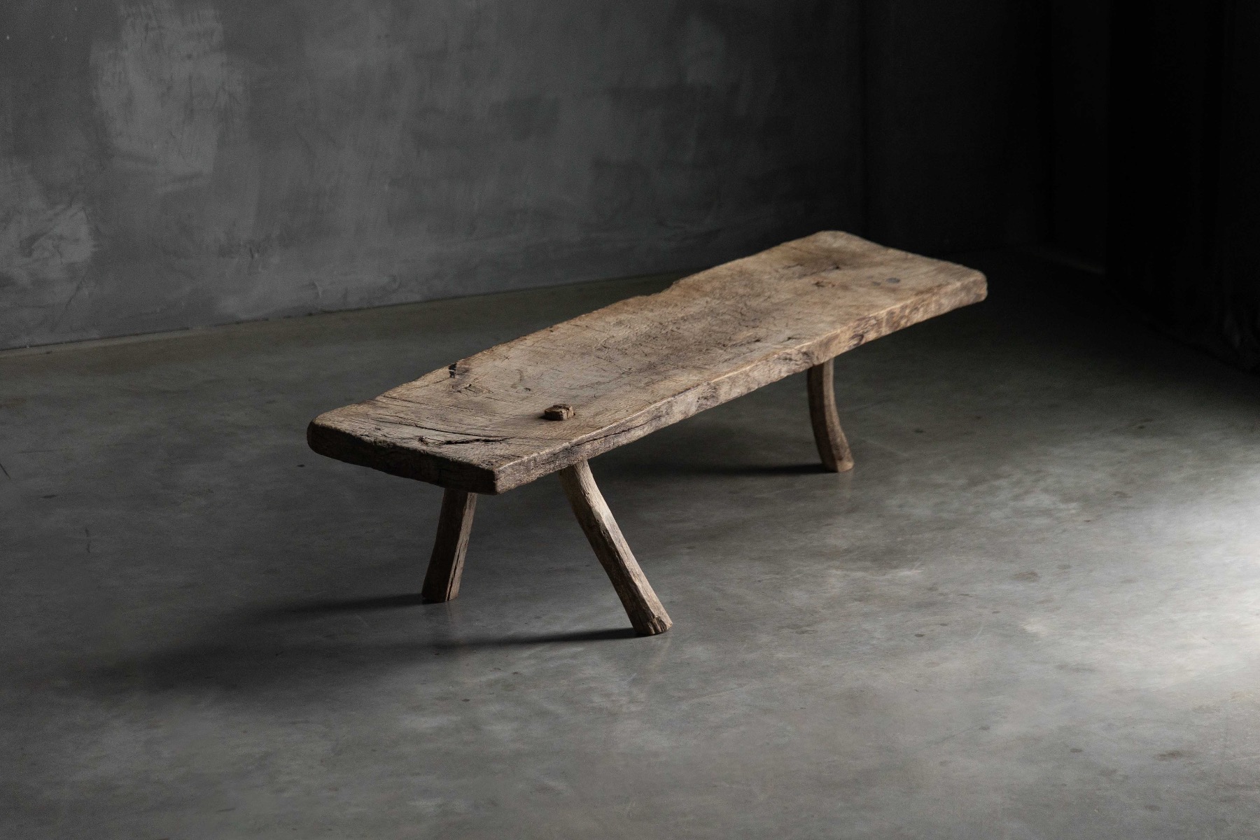 Wabi Sabi Rustic Tripod Bench, France - 19th Century