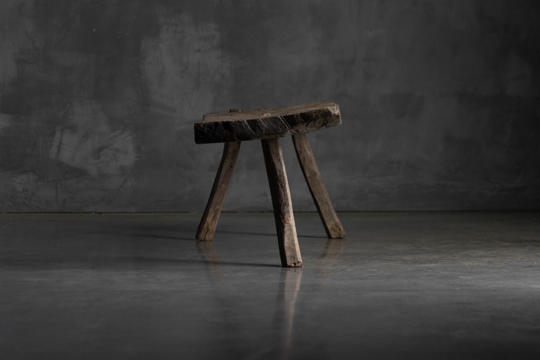 Wabi Sabi Rustic Tripod Bench, France - 19th Century