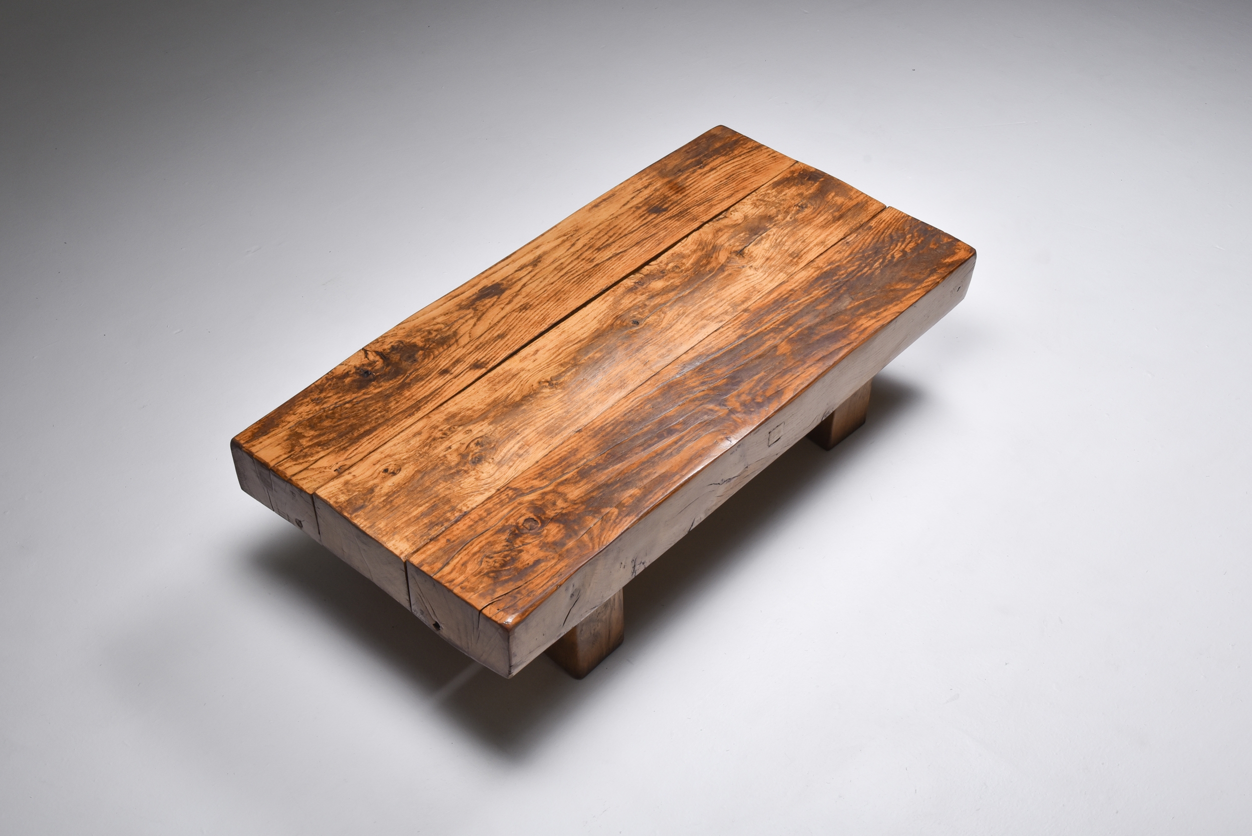 Wabi Sabi Rustic modern oak bench coffee table - 1960's
