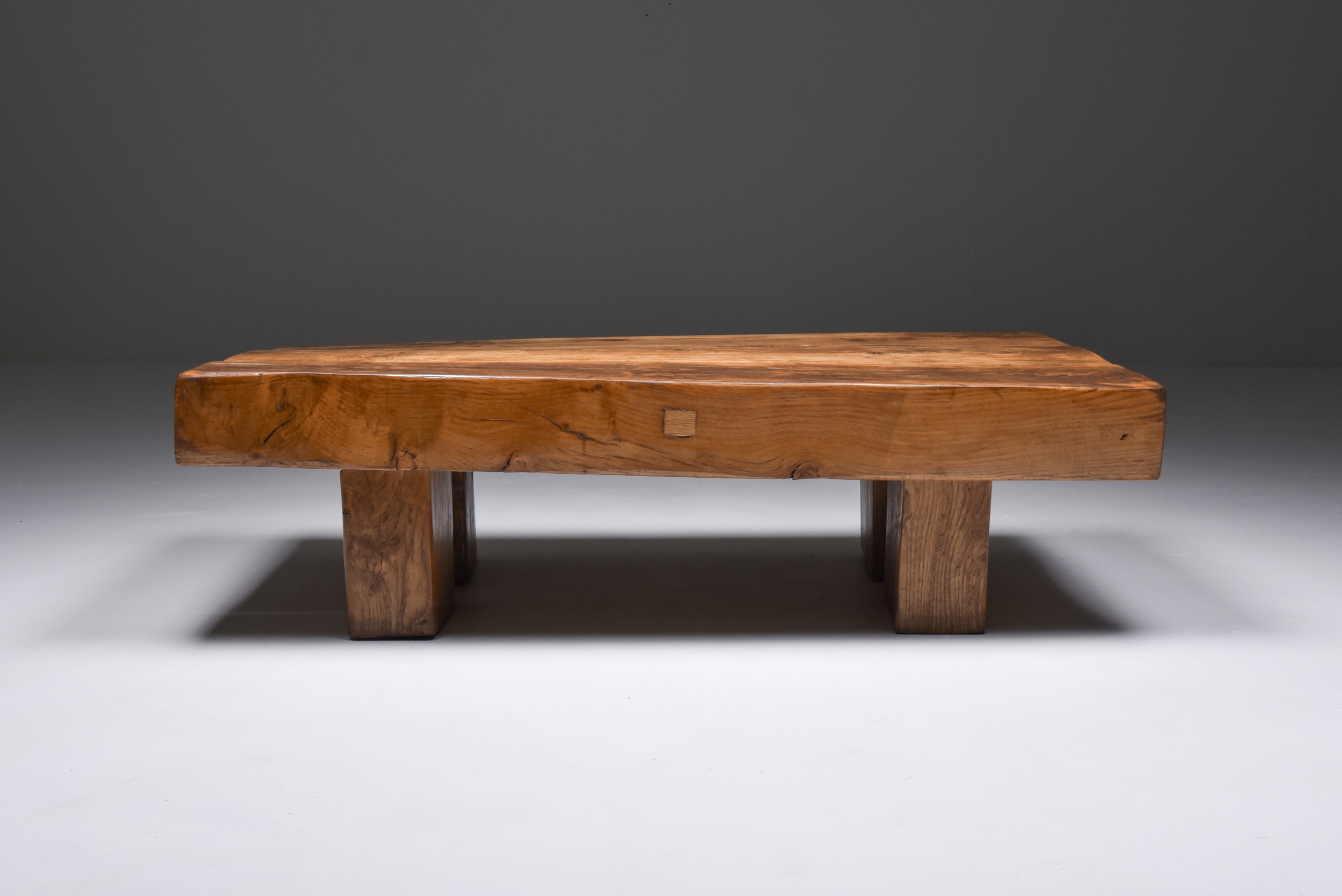 Wabi Sabi Rustic modern oak bench coffee table - 1960's