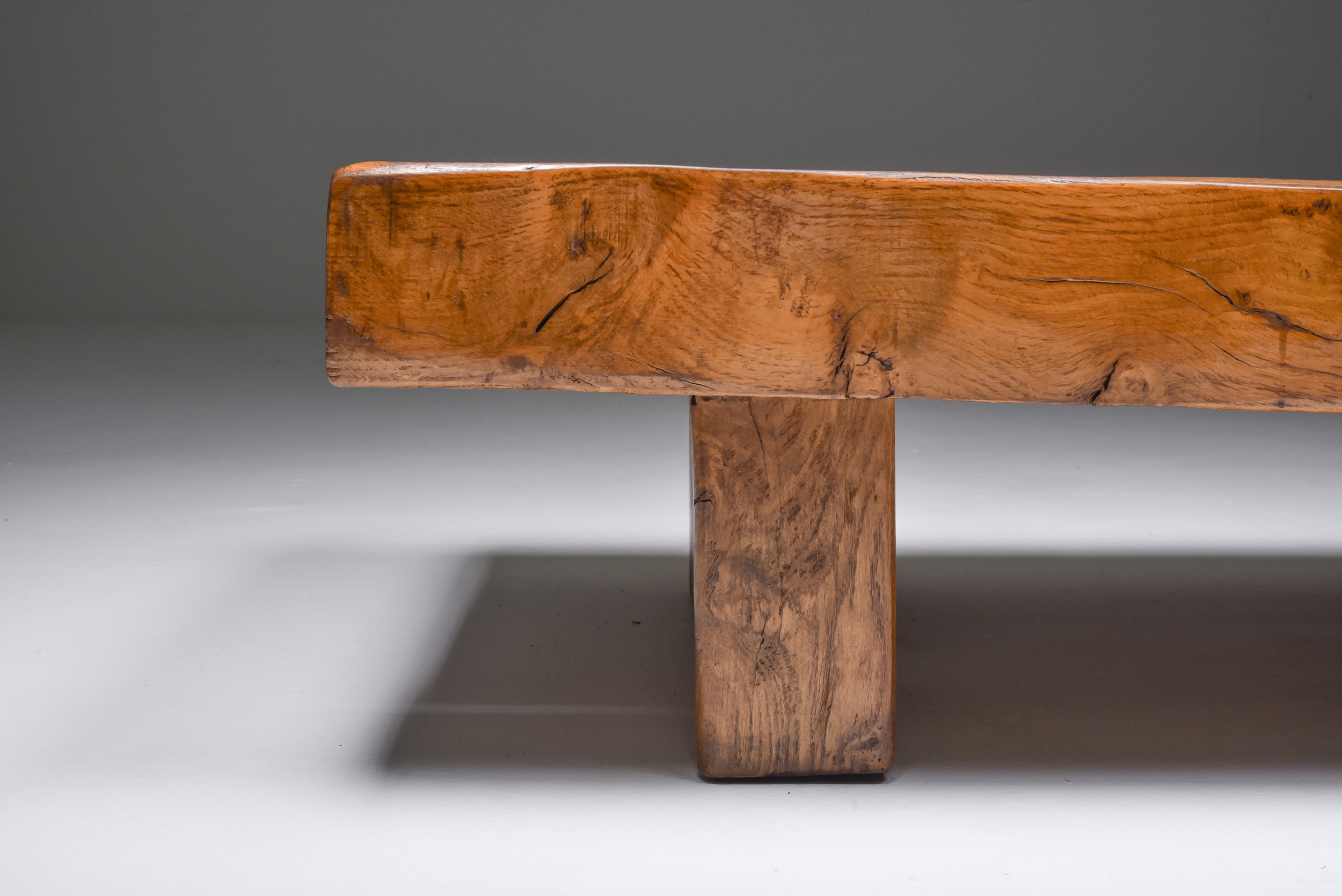 Wabi Sabi Rustic modern oak bench coffee table - 1960's