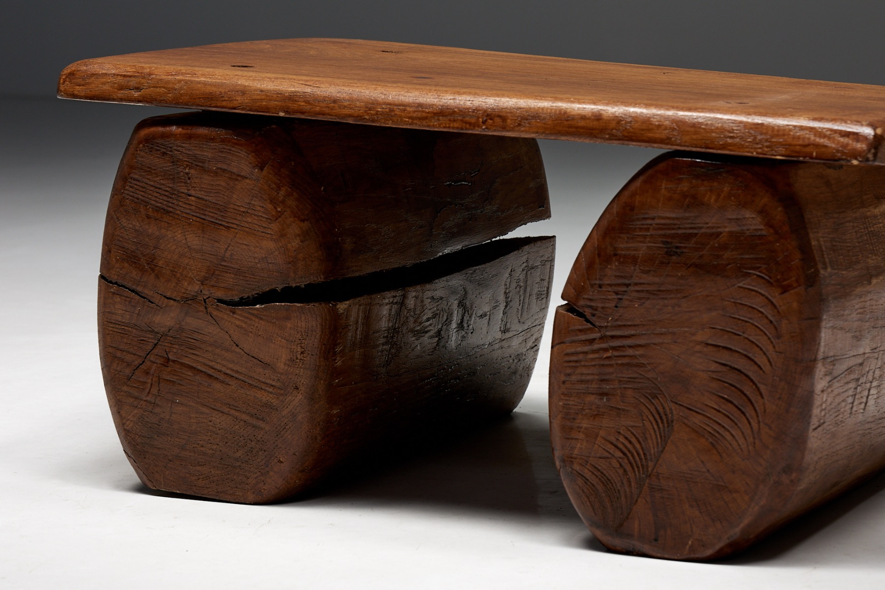 Naive Brutalist Side Table - 19th Century