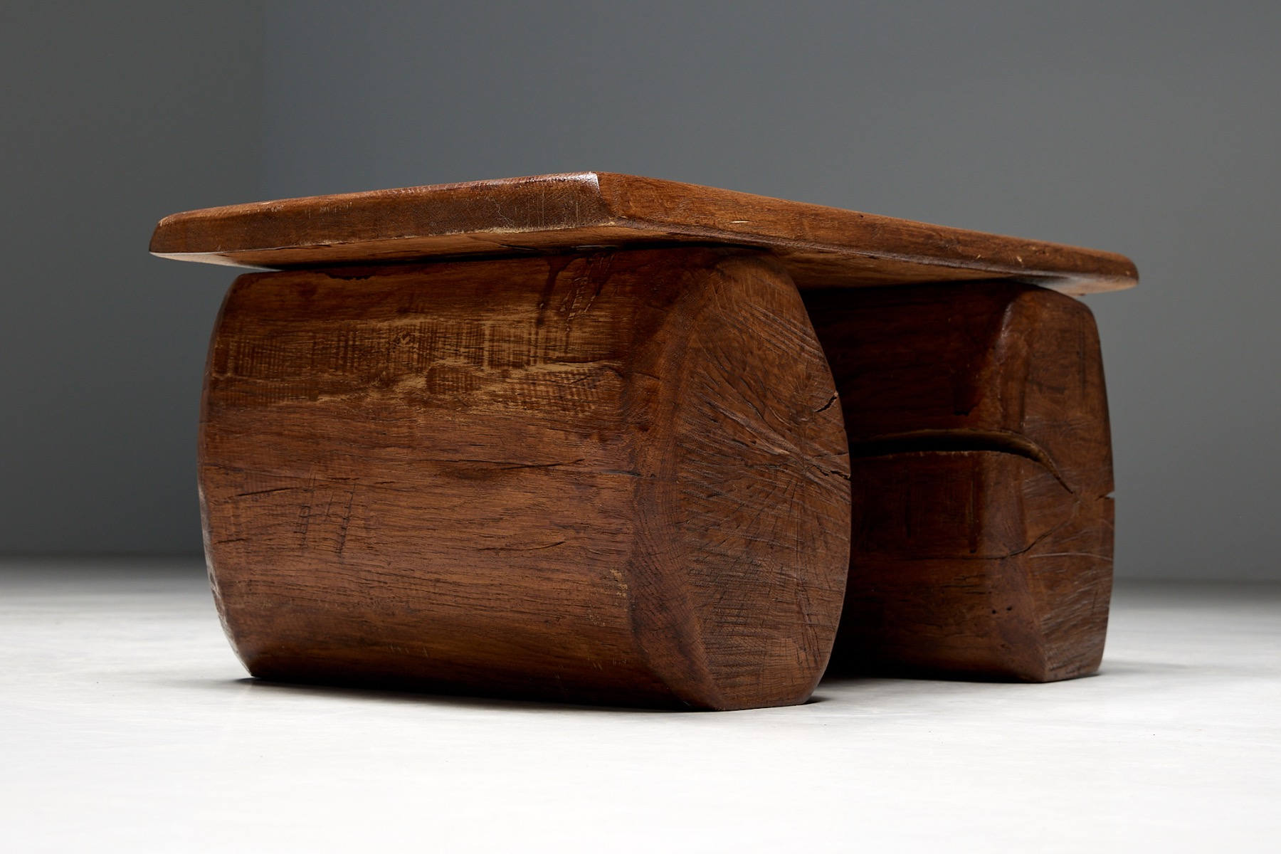 Naive Brutalist Side Table - 19th Century