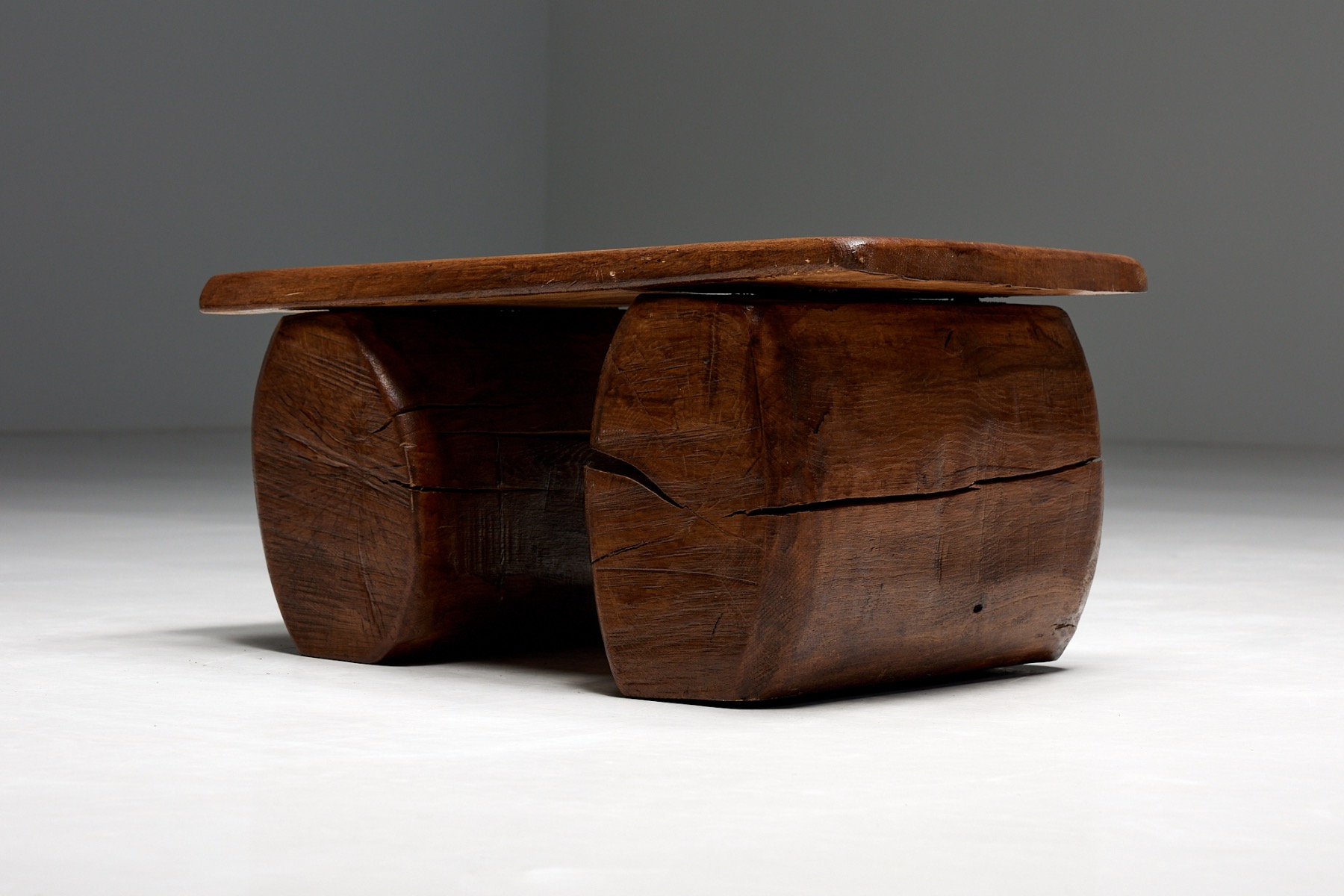 Naive Brutalist Side Table - 19th Century