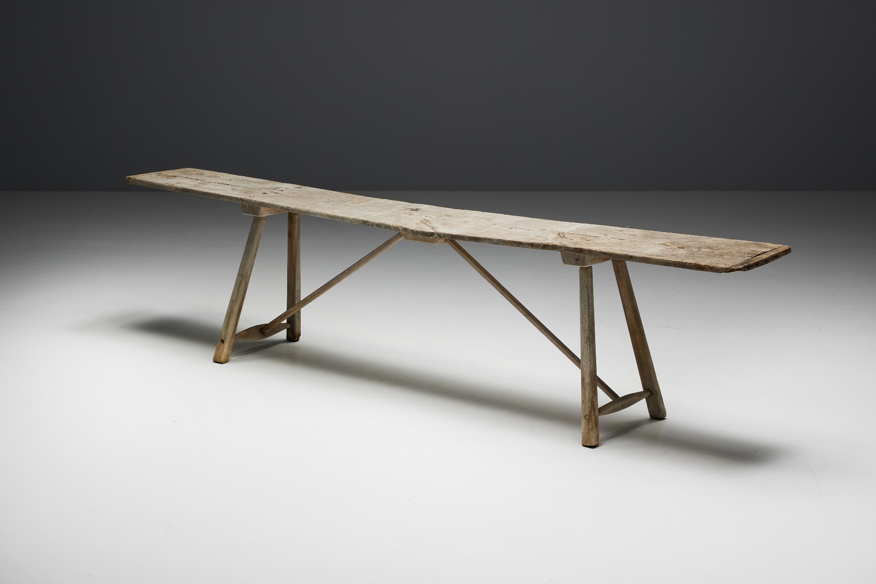 Wabi Sabi Trestle Console Table - 19th Century