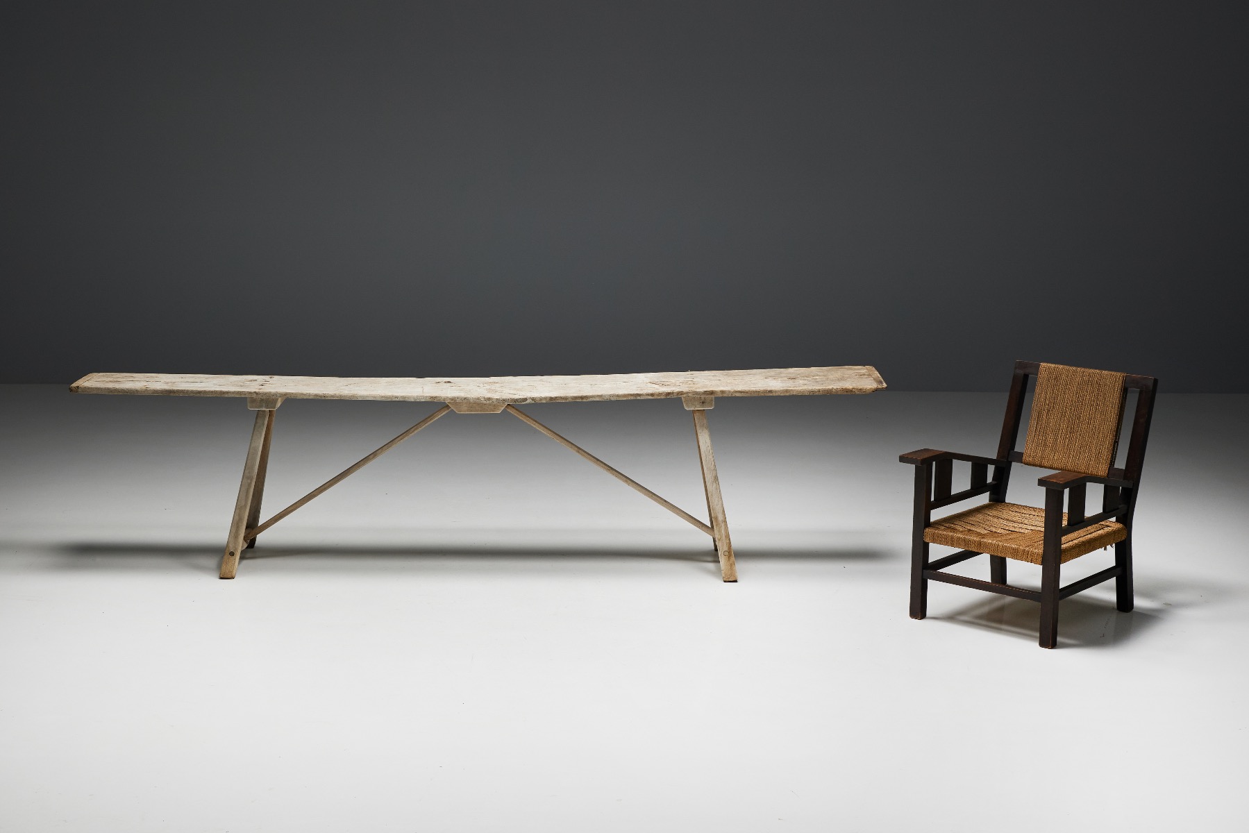 Wabi Sabi Trestle Console Table - 19th Century