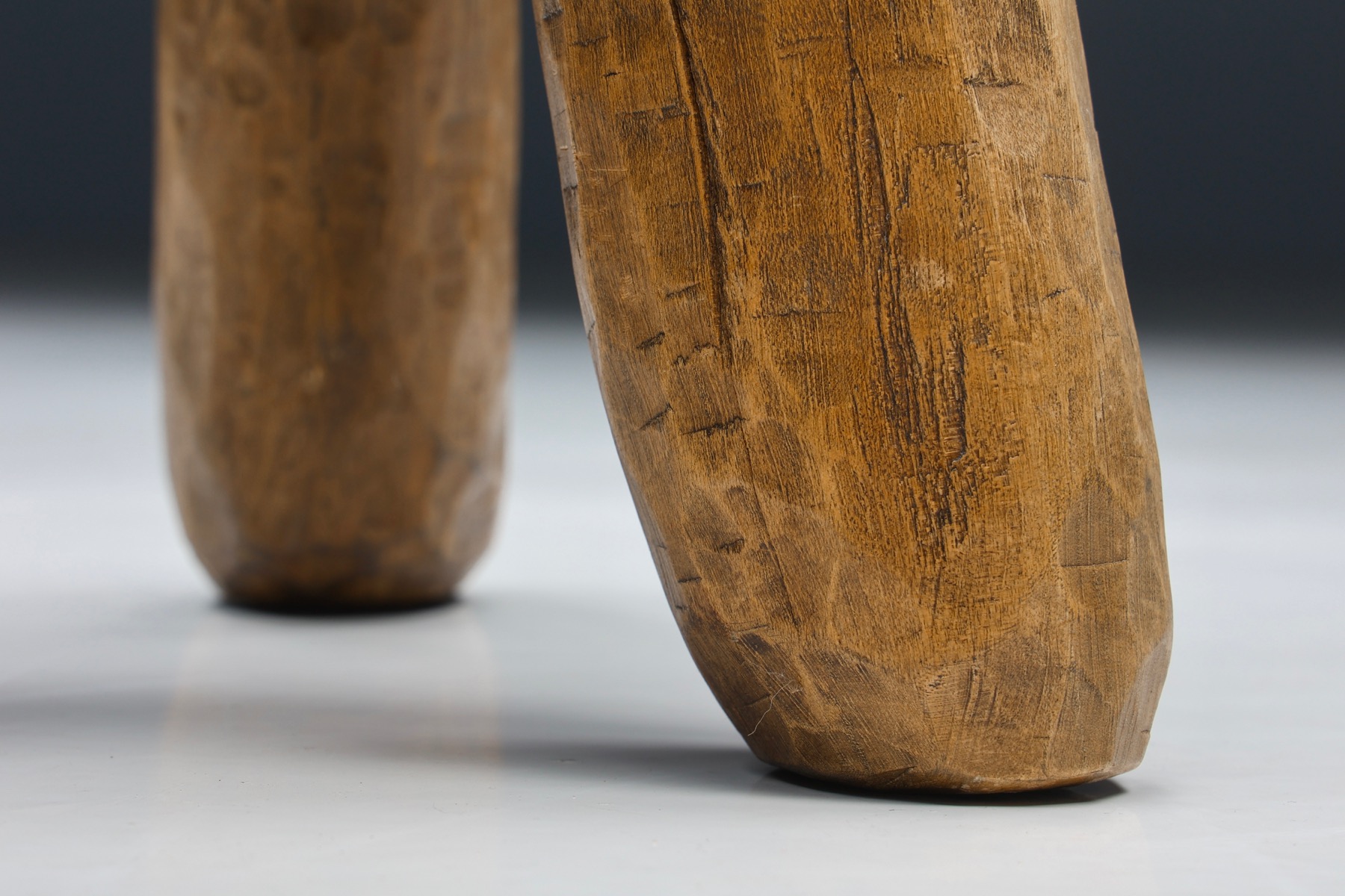 Rustic Wabi-Sabi Round Wooden Stools - 1950's