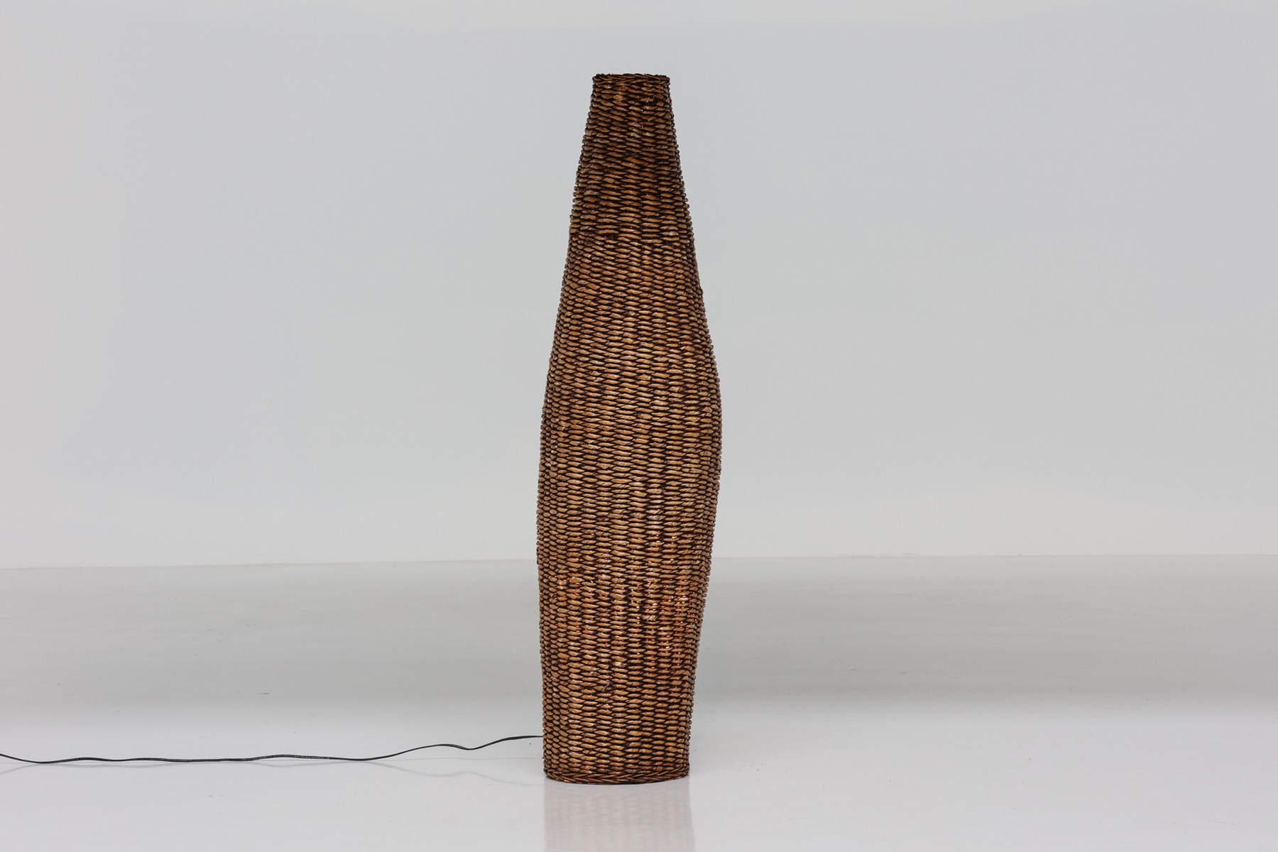 Wabi-Sabi Woven Rattan Floor Lamp - 1960's