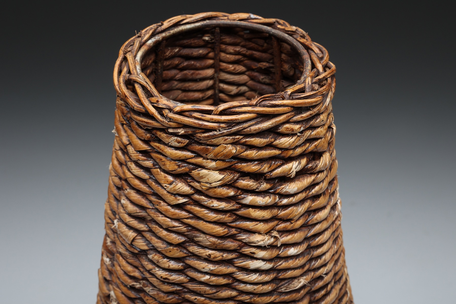 Wabi-Sabi Woven Rattan Floor Lamp - 1960's