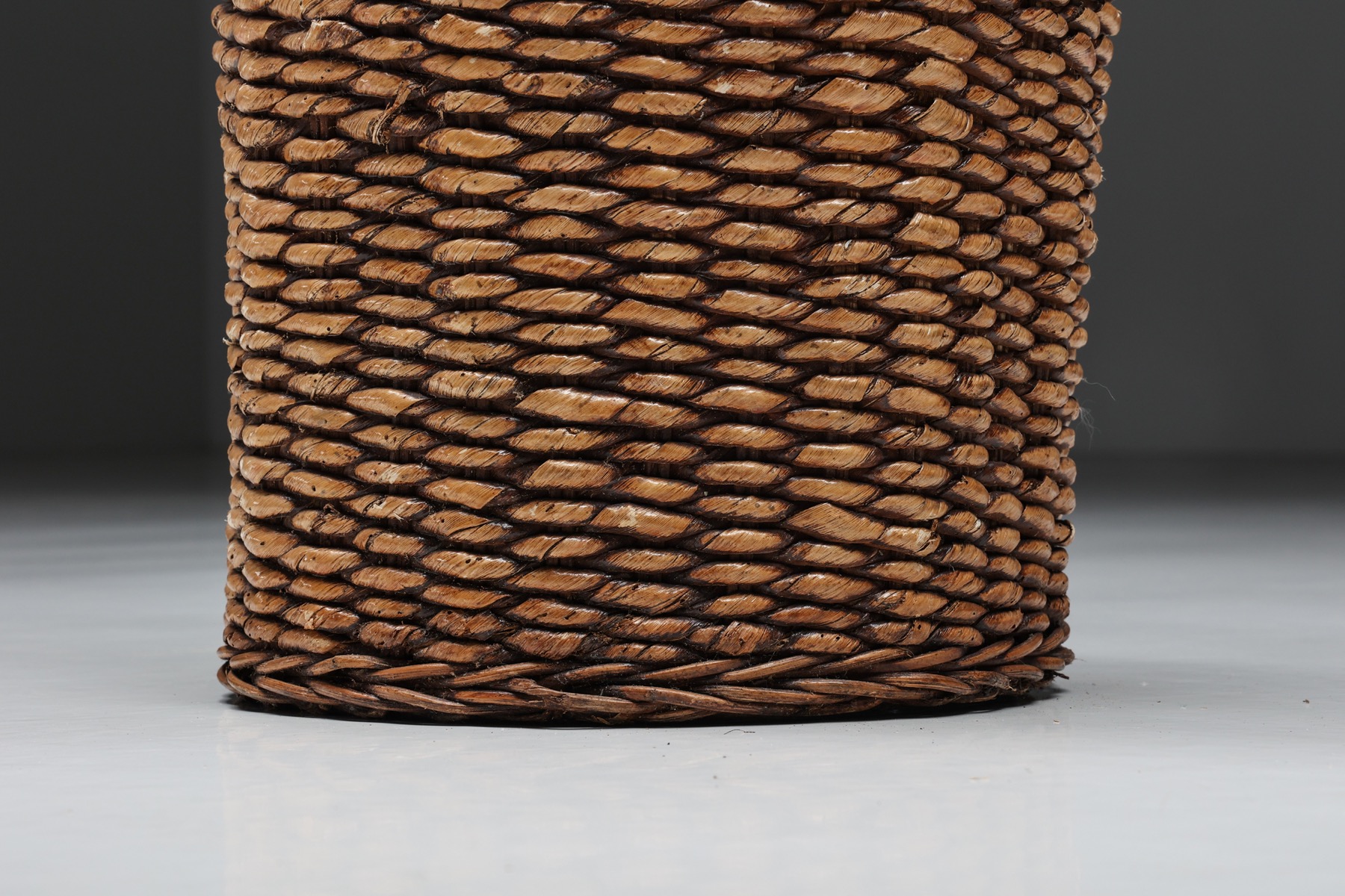 Wabi-Sabi Woven Rattan Floor Lamp - 1960's