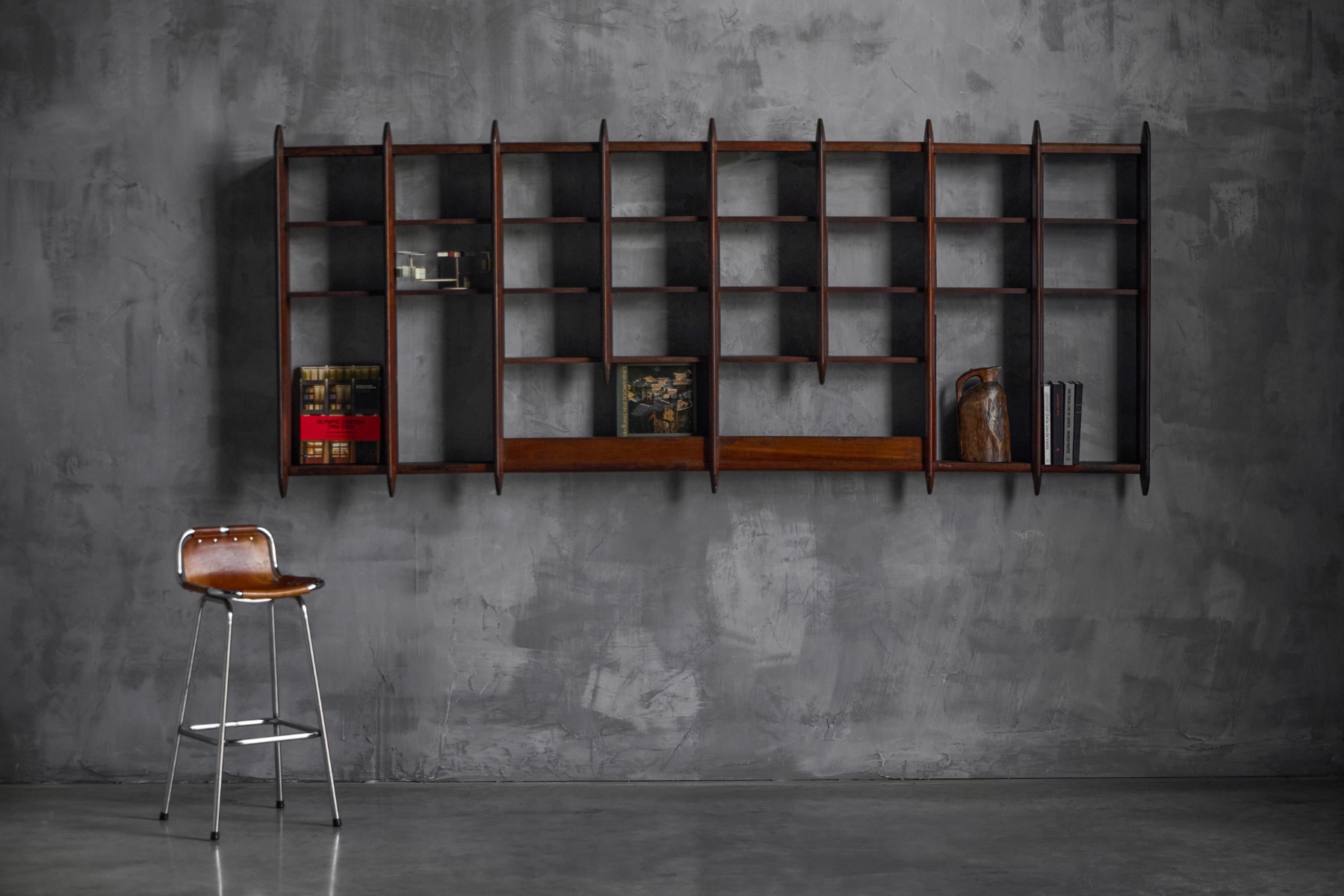 Wall Shelving Unit in Solid Teak, France - 1950s