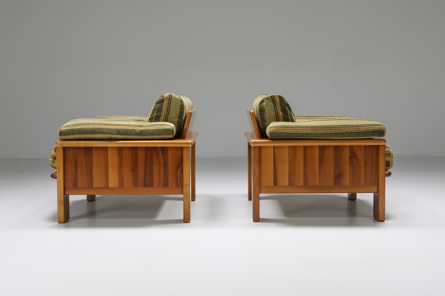 Walnut Lounge Chairs, set of two In The Style Of Scarpa - 1950's