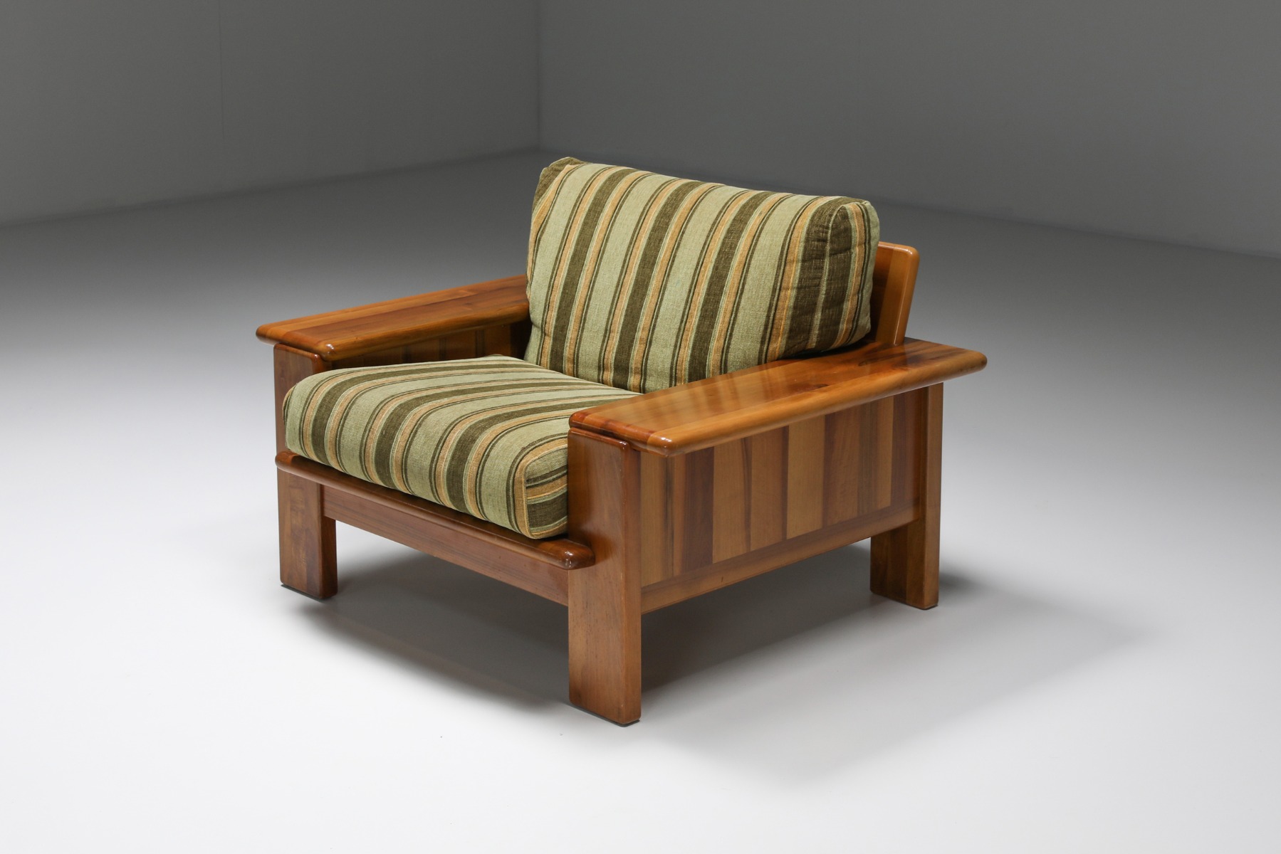 Walnut Lounge Chairs, set of two In The Style Of Scarpa - 1950's