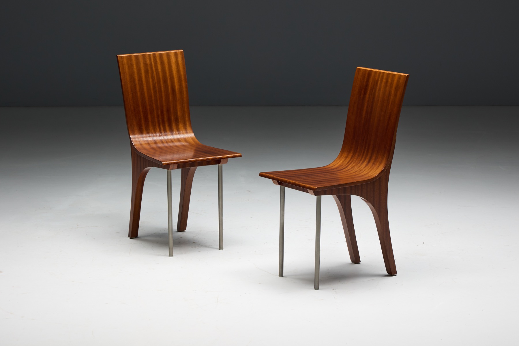 Walnut Postmodern Dining Chairs, Italy – 1980s