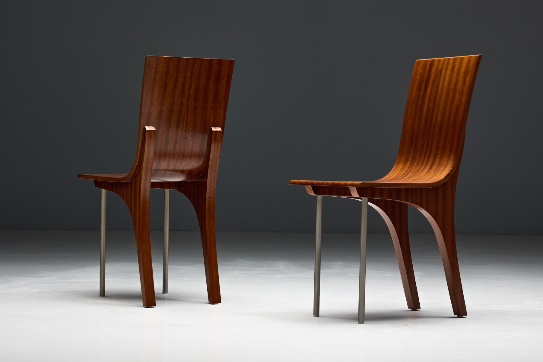 Walnut Postmodern Dining Chairs, Italy – 1980s