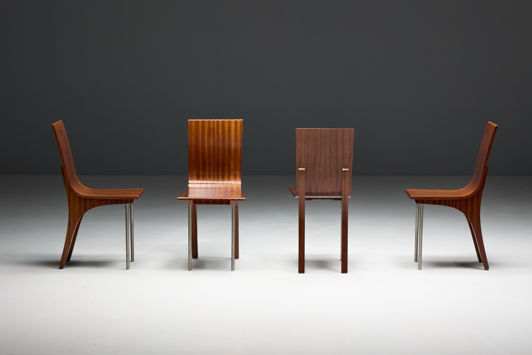 Walnut Postmodern Dining Chairs, Italy – 1980s