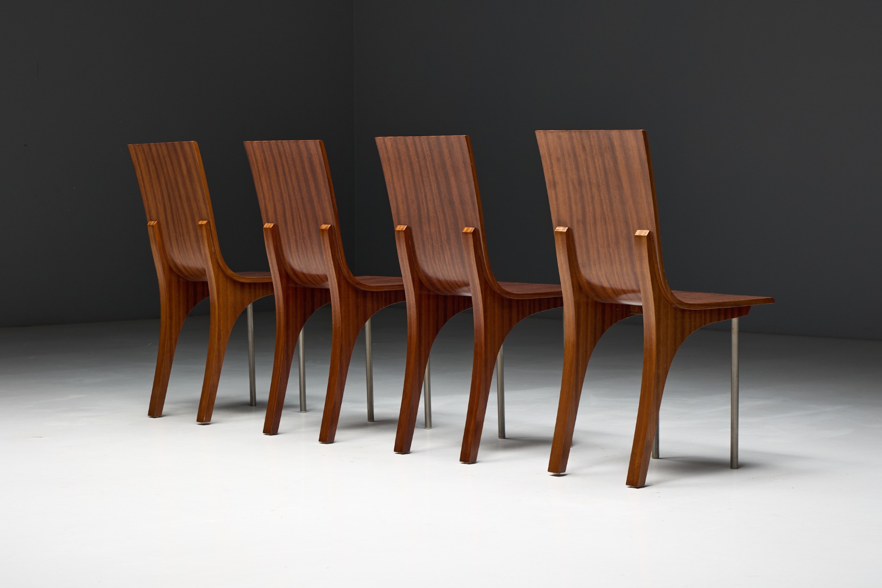 Walnut Postmodern Dining Chairs, Italy – 1980s