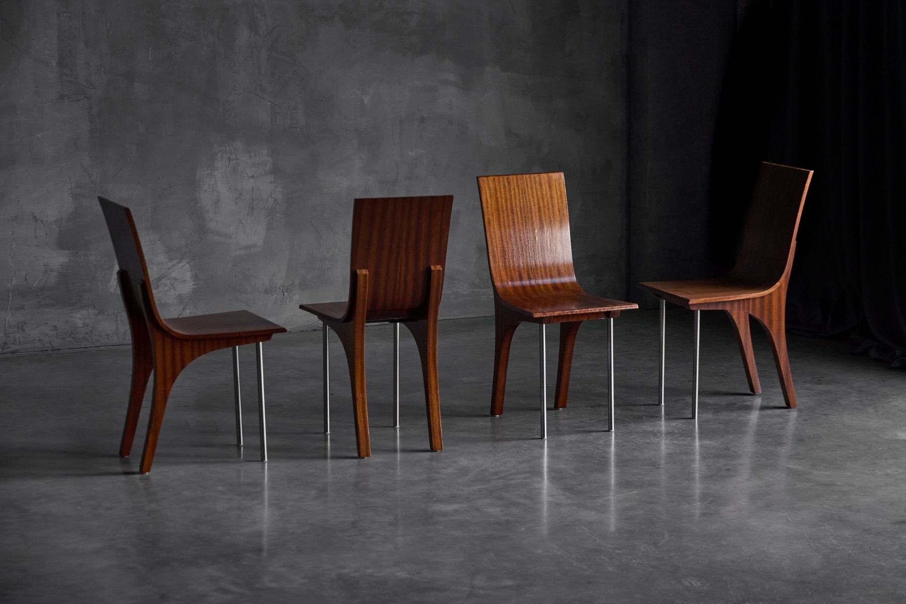Walnut Postmodern Dining Chairs, Italy – 1980s